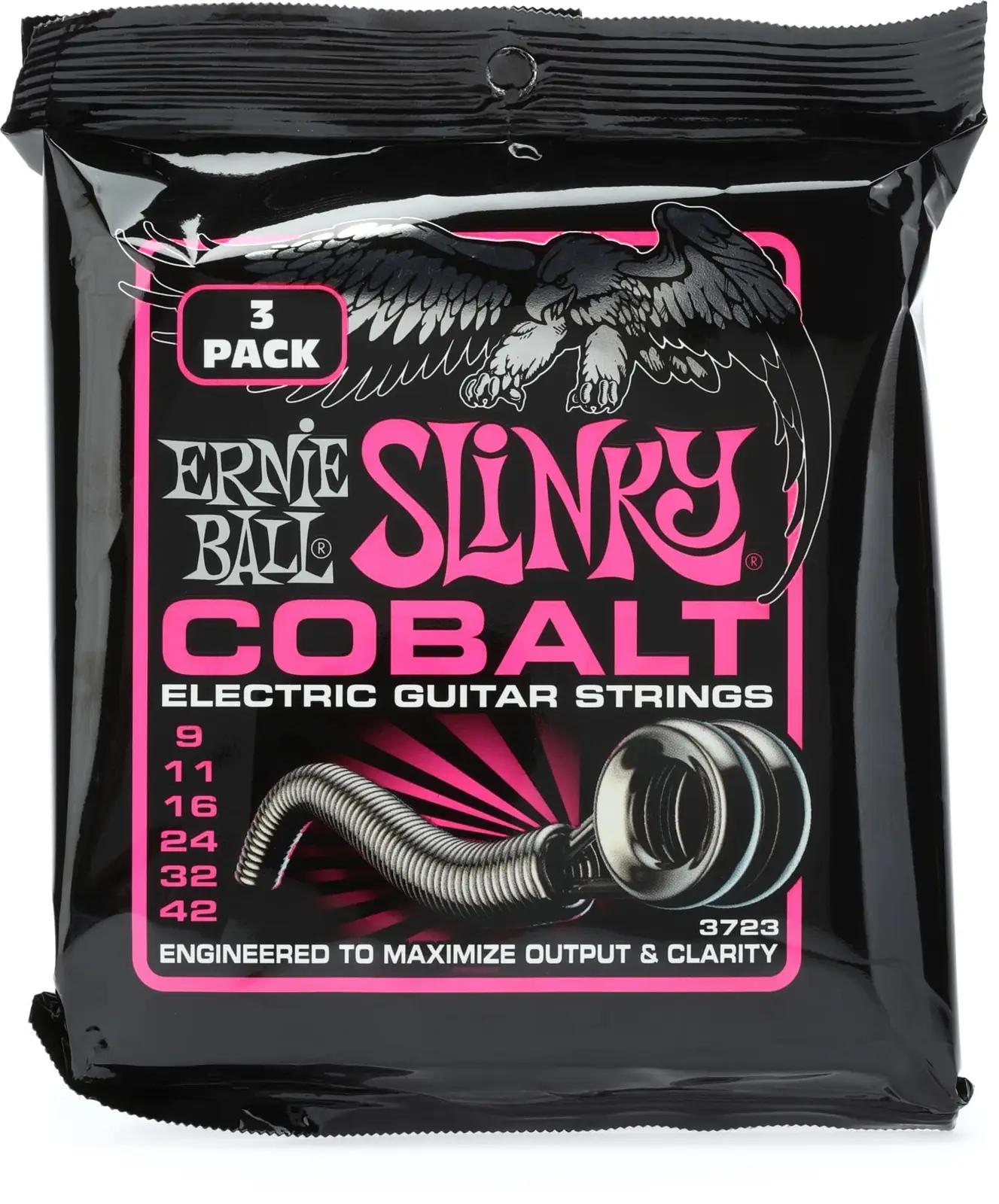 Ernie Ball Cobalt kitarristringid 3-pack — selge heli ja – pakend ja tarvikud