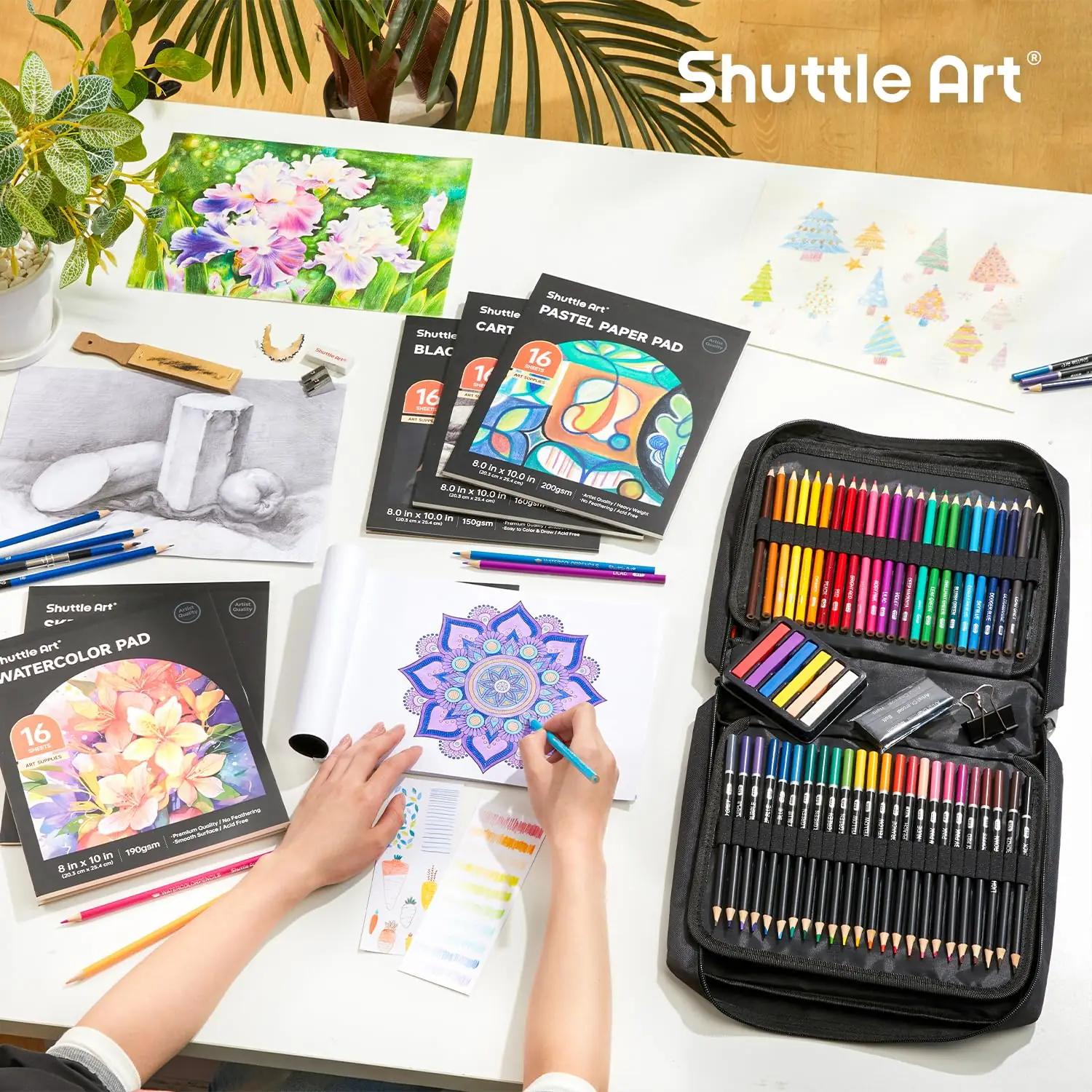 Shuttle Art kunstikomplekt 124 osa – puidust kriidid ja pliiatsid – pilt 6