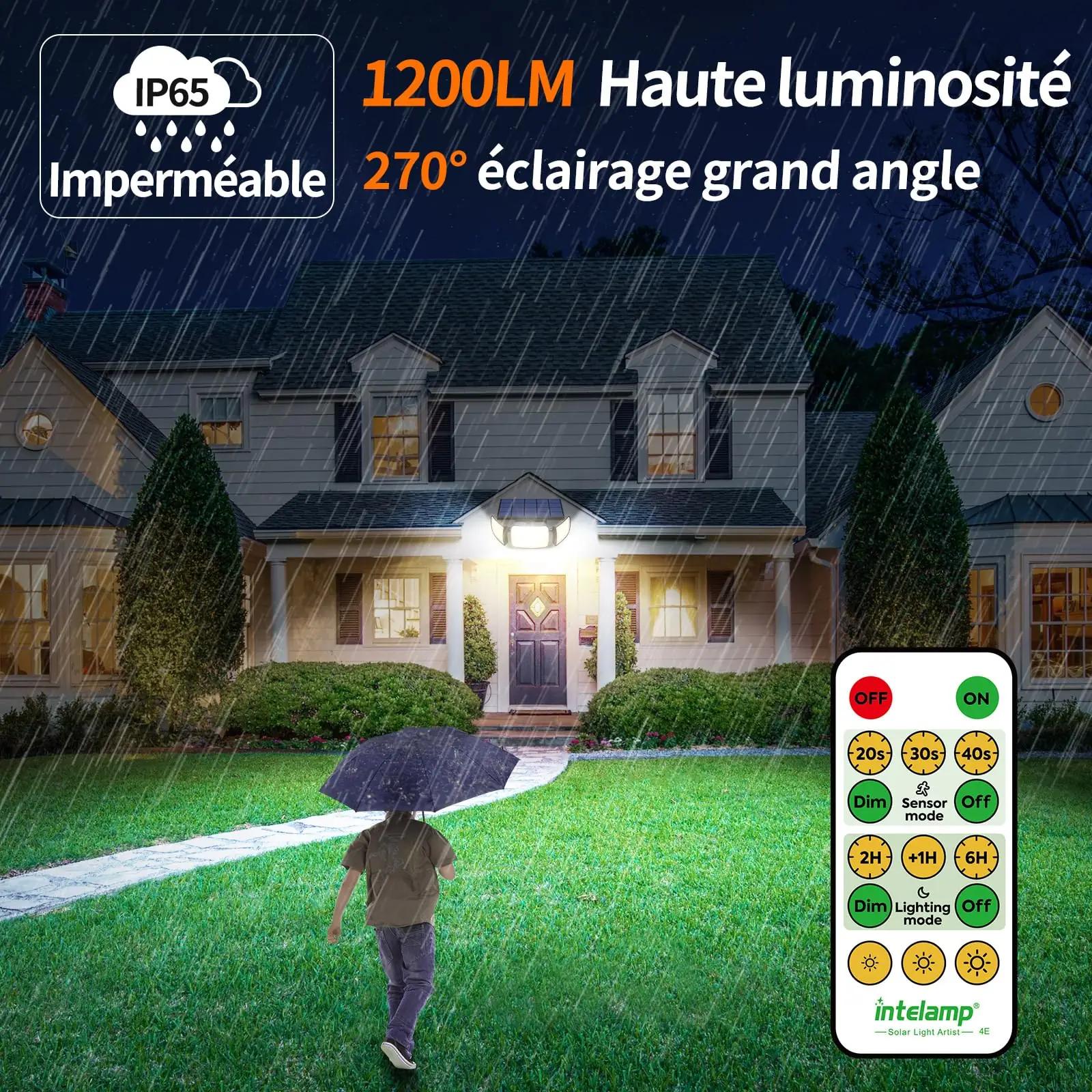 INTELAMP vastupidav päikesevalgusti seinale – turvaline aed – detailne vaade