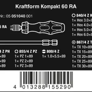Wera 05051040001 kruvikeerikute komplektid – detailne lähivaade