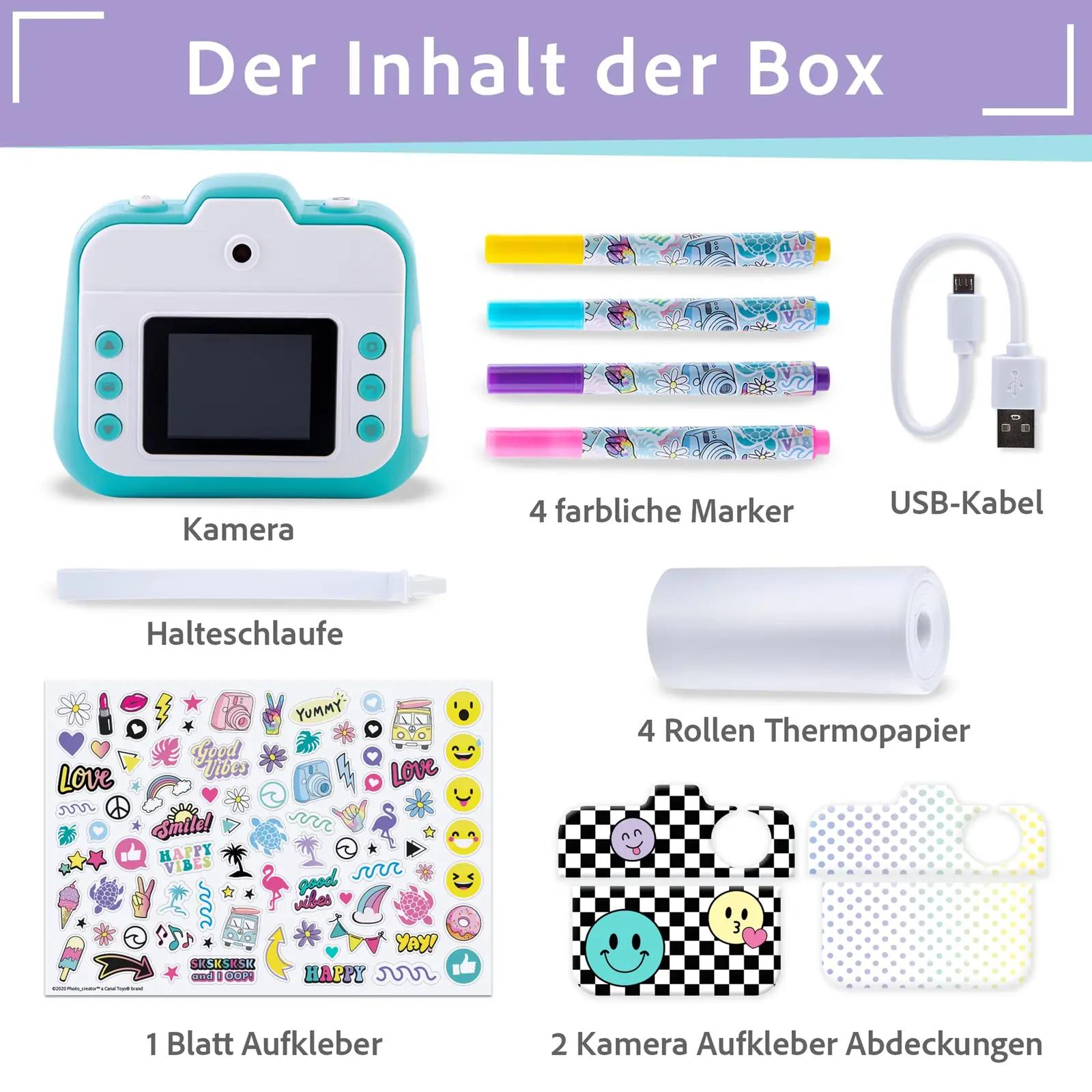 Canal Toys kerge fotokamber lastele – kohe trükkiv, turkoos – pilt 7