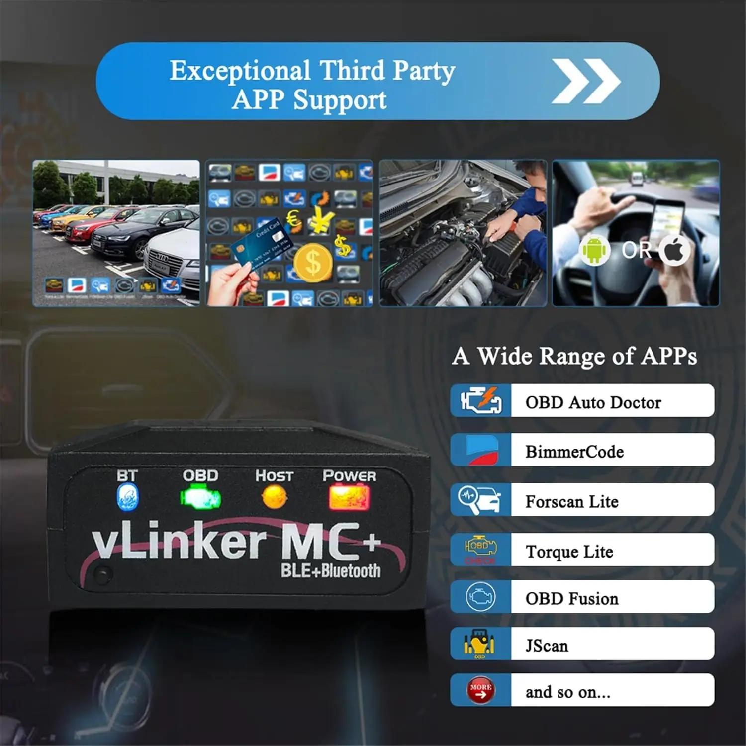 vLinker MC+ vastupidav ABS OBD-II diagnostikaseade auto jaoks – lisavaade