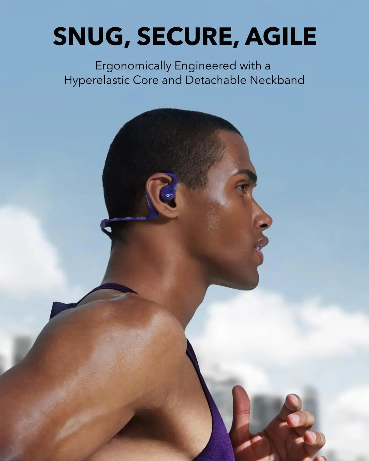 soundcore mugav ja kerge AeroFit Pro – sportlik open‑ear – pakend ja tarvikud