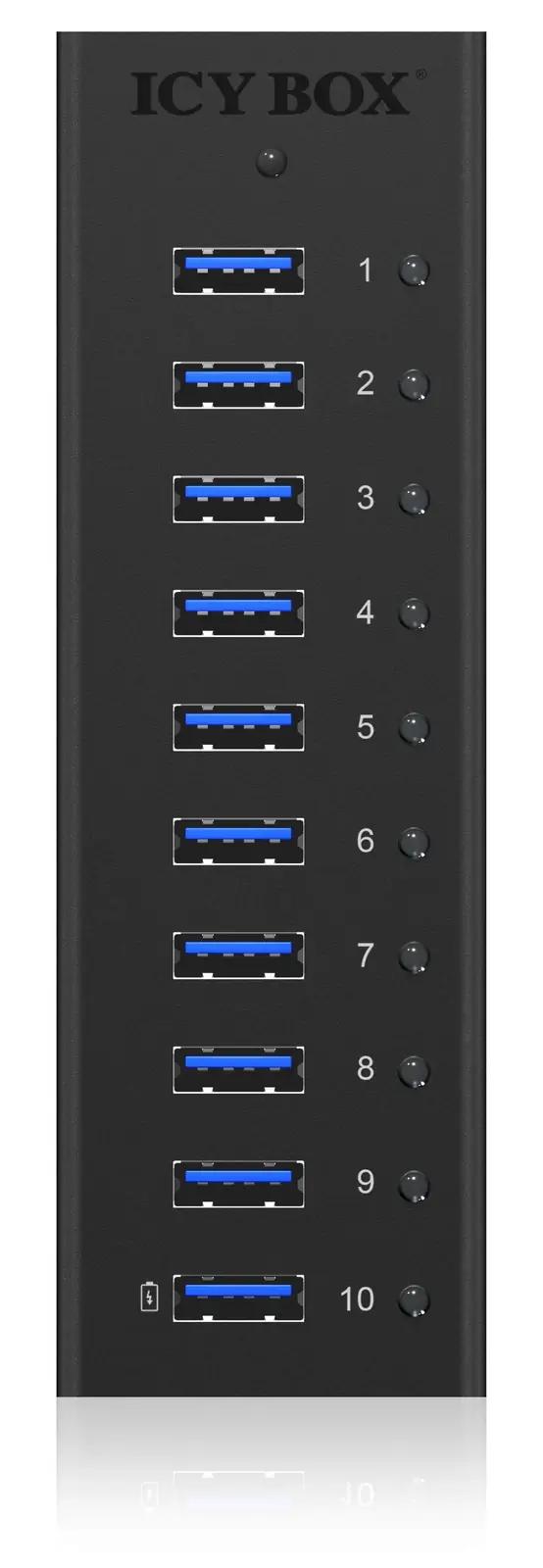 ICY BOX alumiiniumist 10-port USB 3.0 hub – kompaktne laadimine – pilt 6
