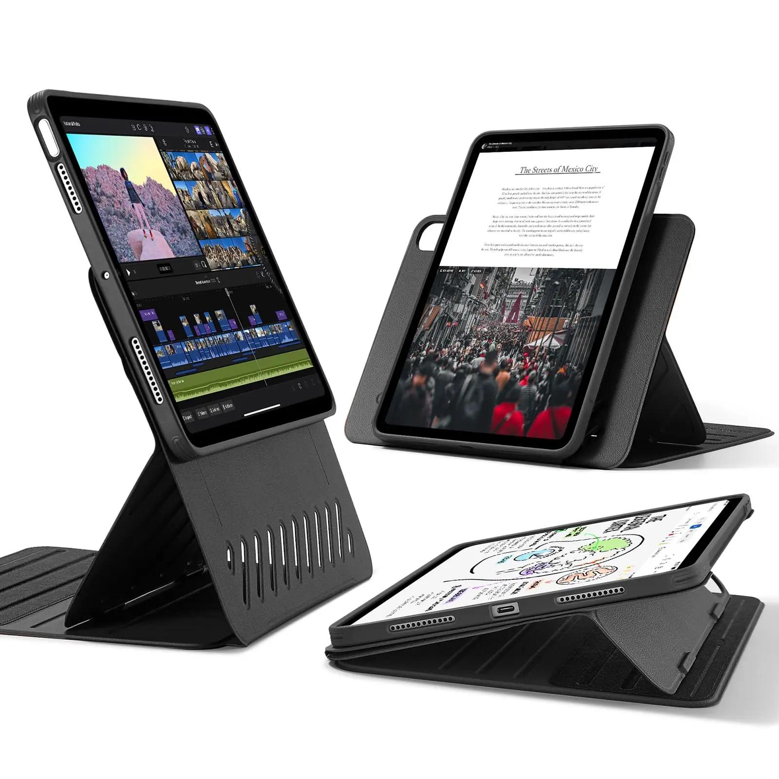 ESR kaitsekott iPad Air 11″ must — magnetkorgiga ja jalaga