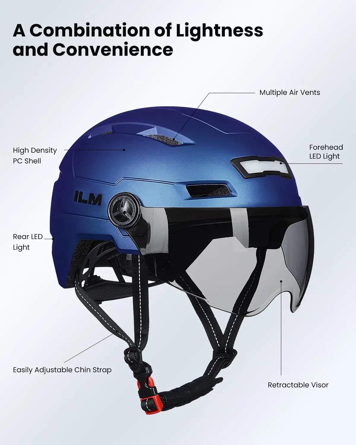 ILM kerge jalgrattakiiver LED-valguse ja visordiga L-XL – pilt 6