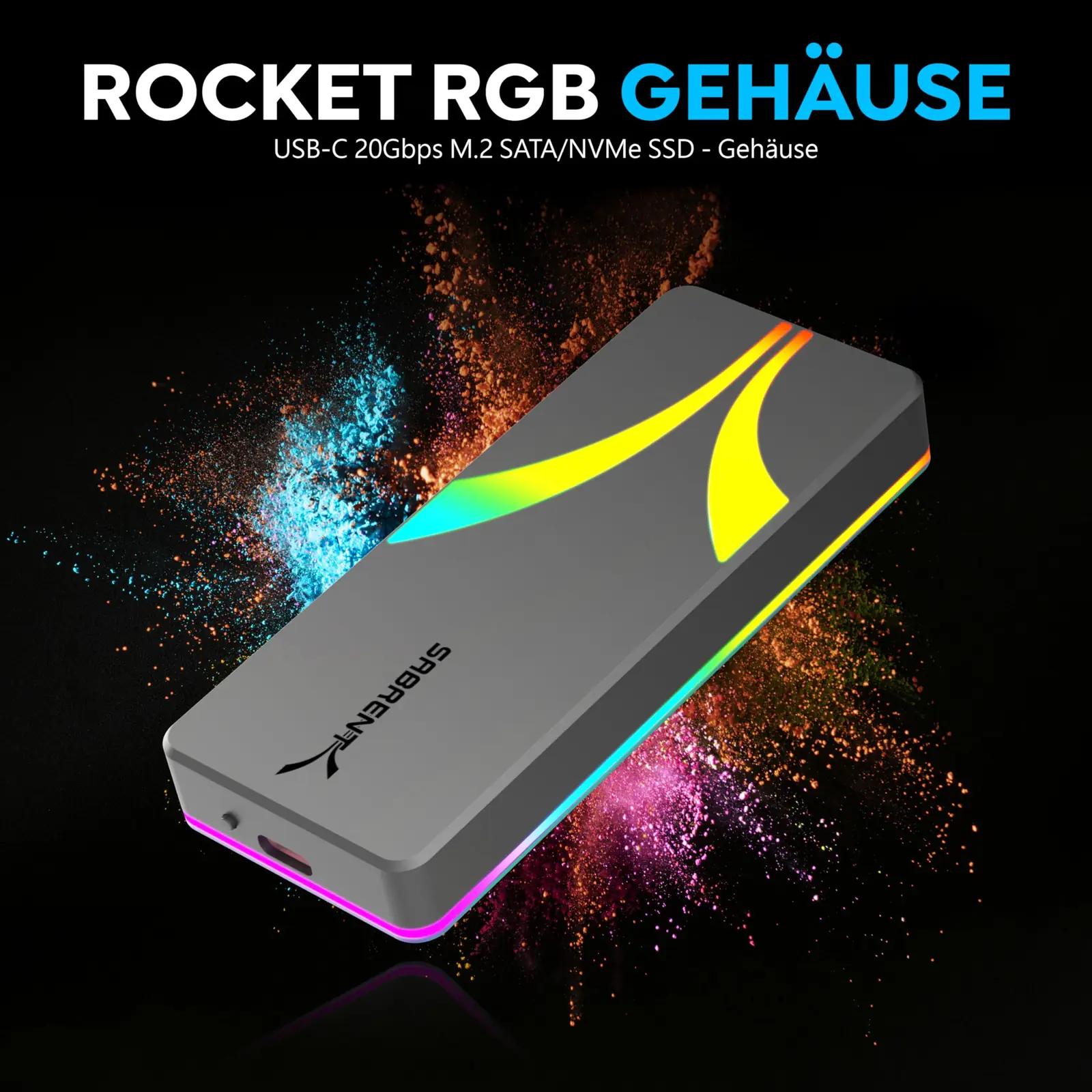 SABRENT alumiiniumist RGB SSD-korpus – kiire ja stiilne – detailne vaade