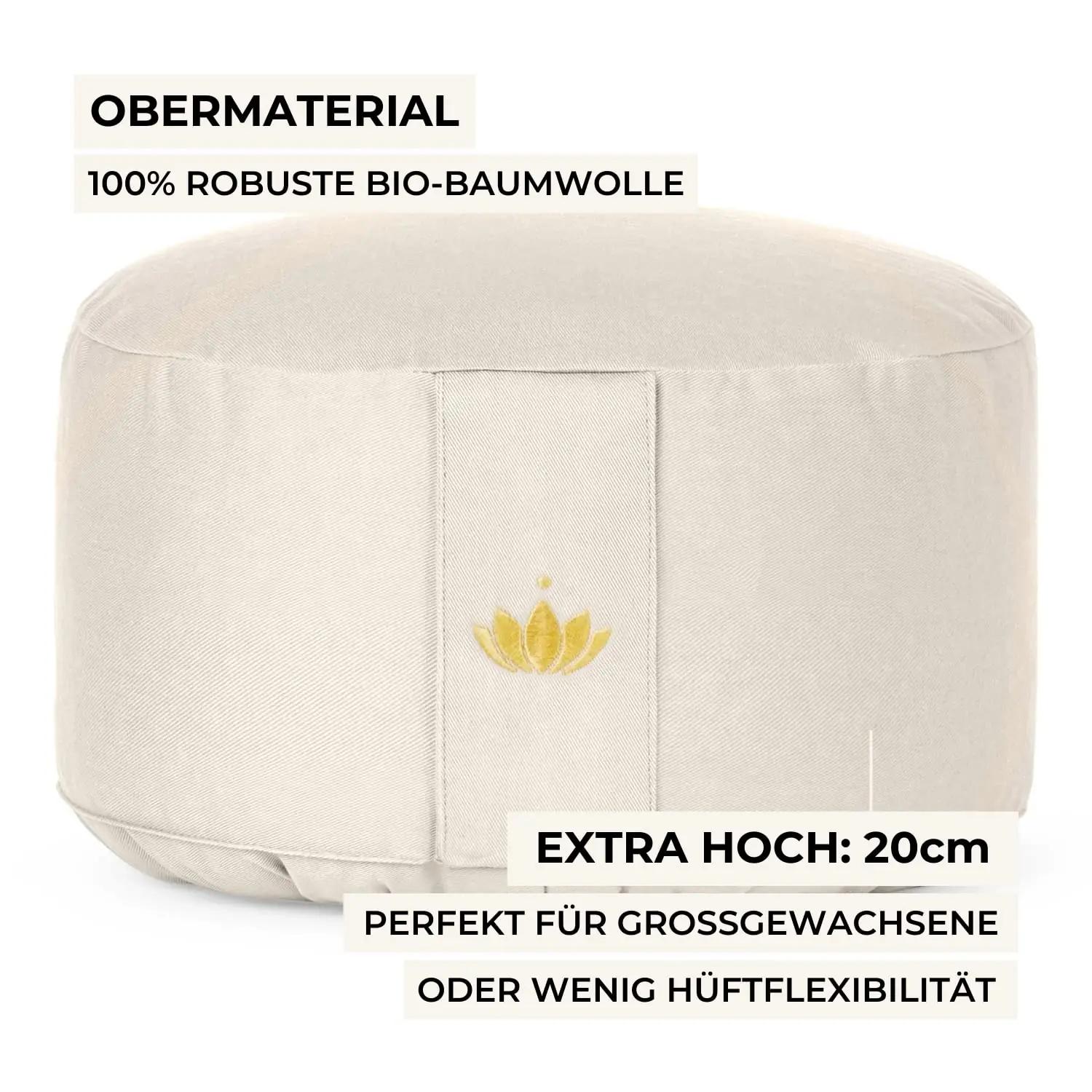 Lotuscrafts puuvillane meditatsioonipatja — ergonoomiline iste – detailne vaade