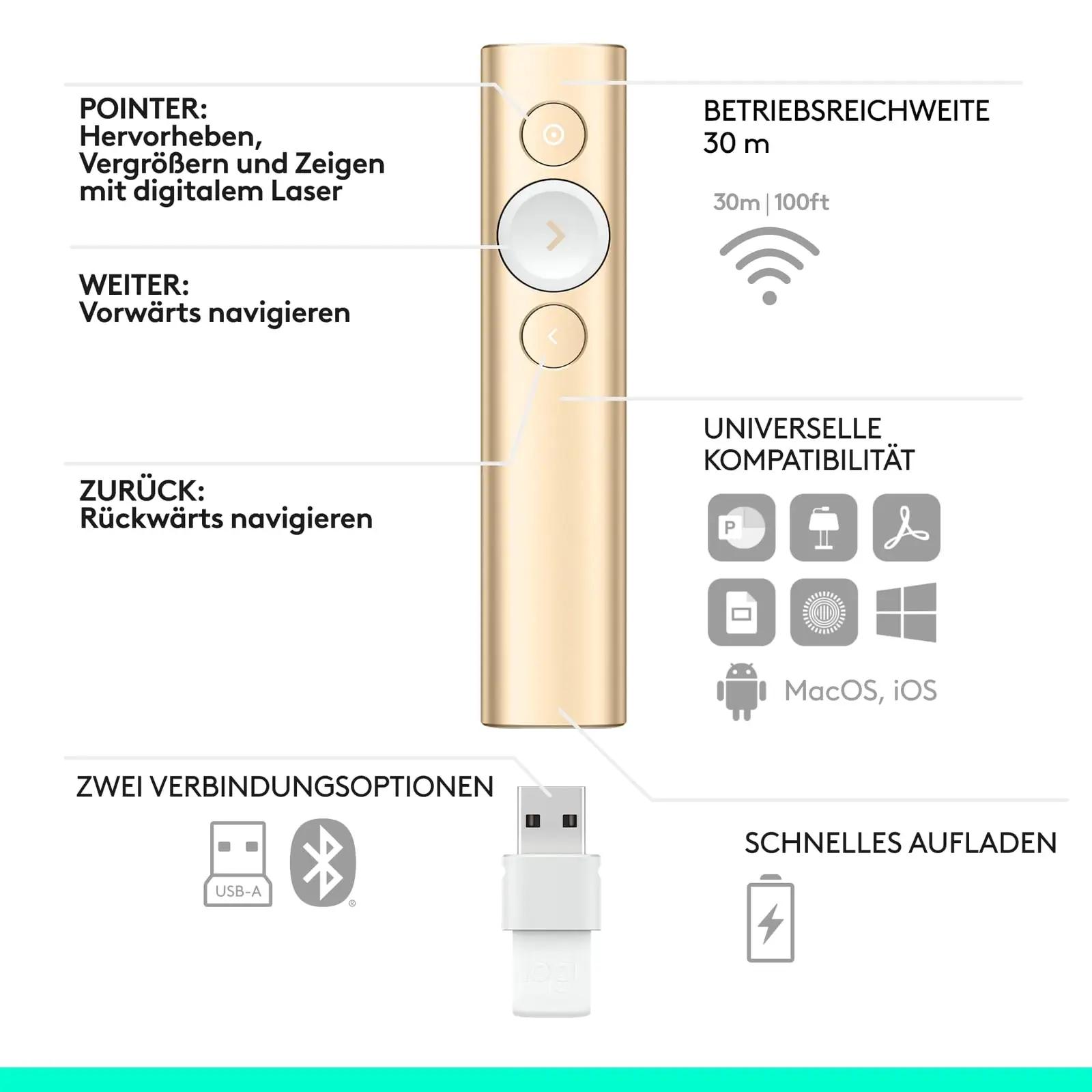 Logitech kuldne esitluskaugjuhtija – täpne juhtimine ja stiil – pilt 7