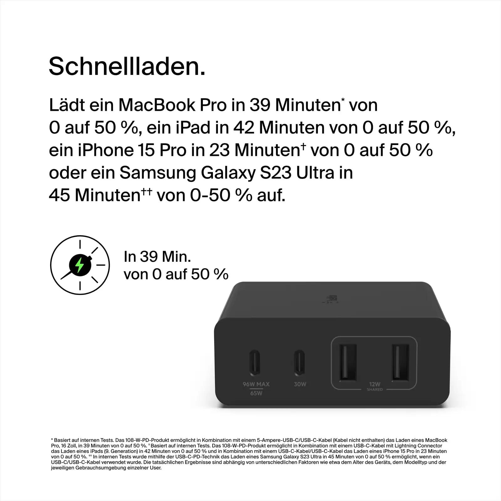 Belkin kiire 108W GaN laadija mitme seadme laadimiseks – lisavaade