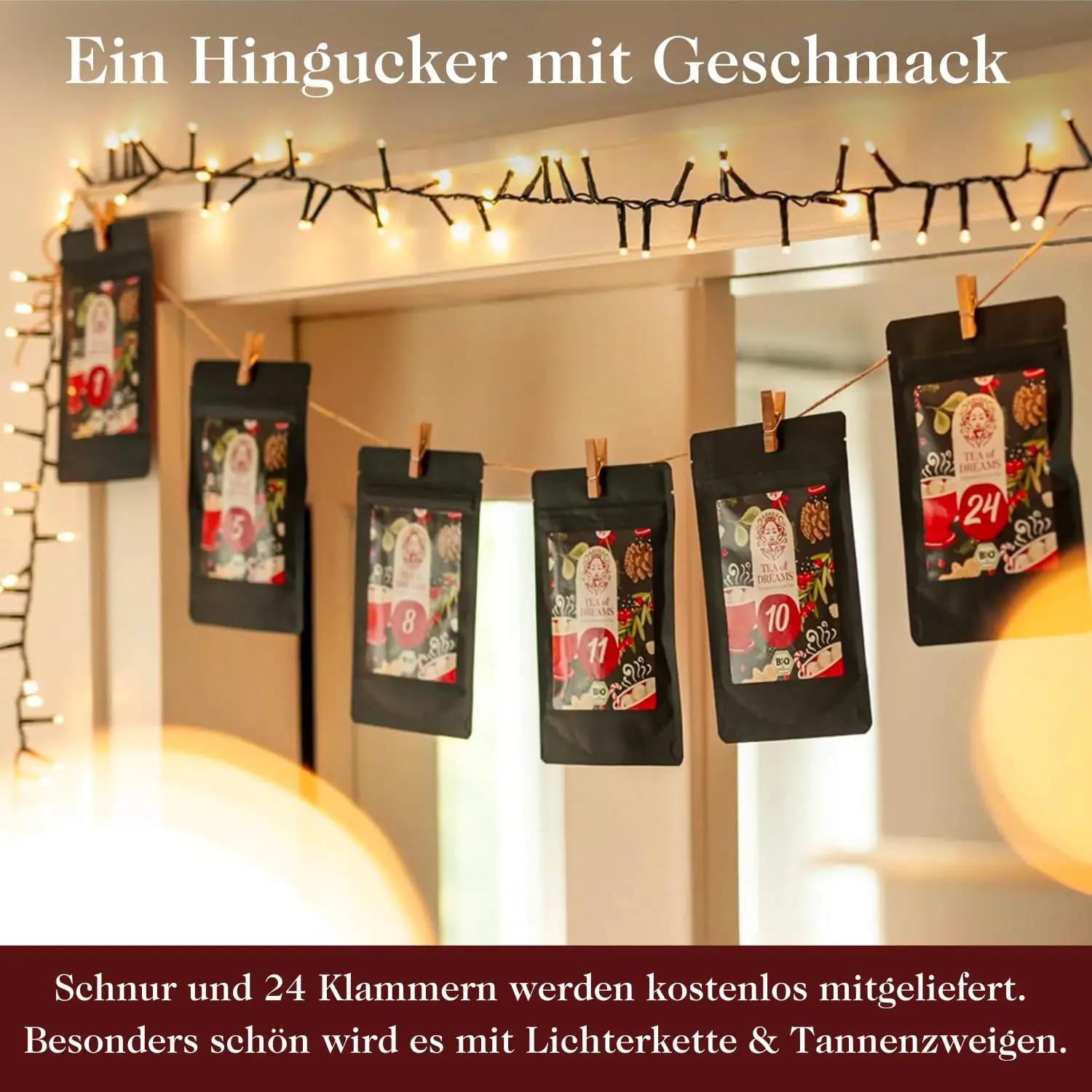 Tea of Dreams mahe teeadventkalender – 24 x 10 g kingitus – pakend ja tarvikud