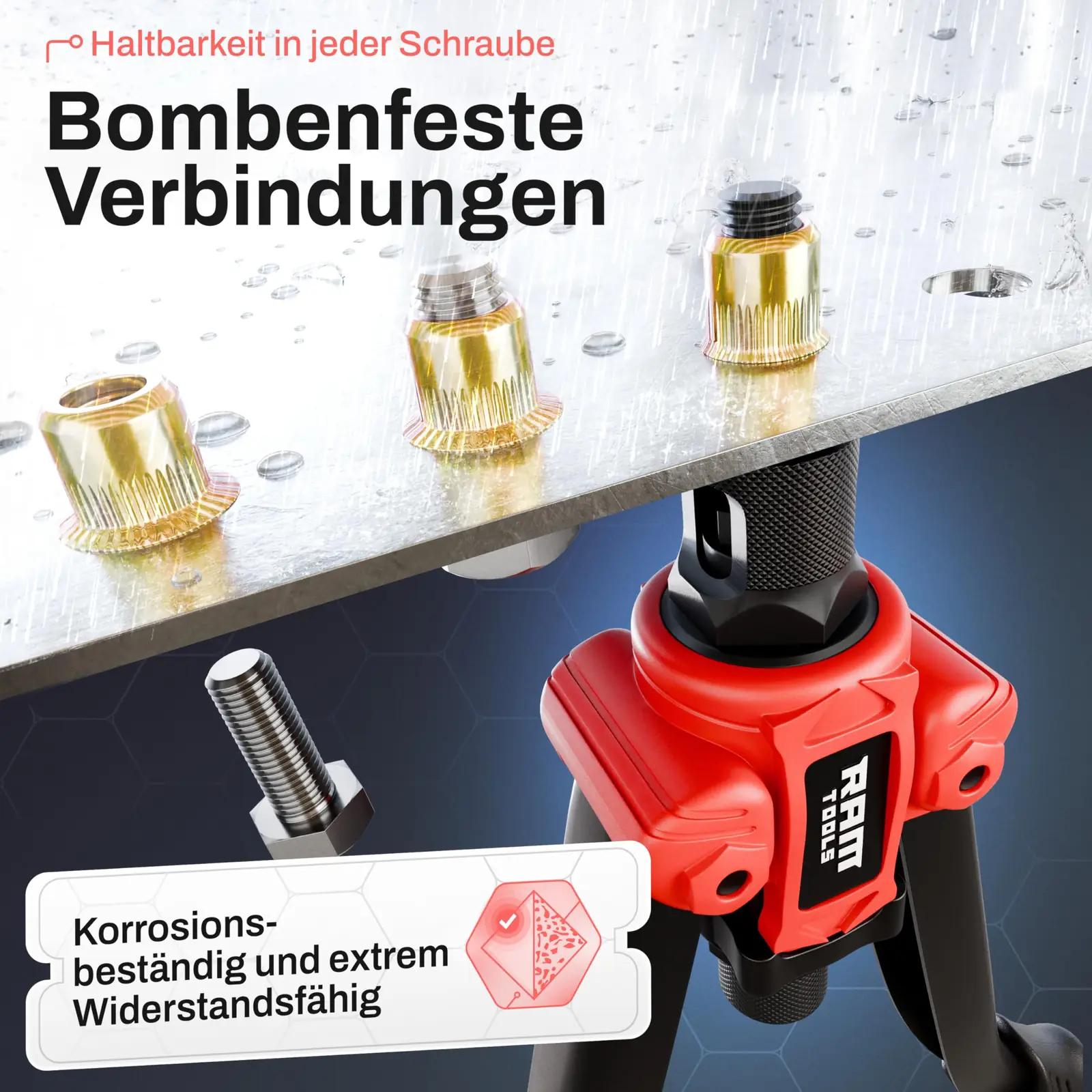 RAM TOOLS tugev legeeritud plekist nietmutri tang komplekt – lisavaade