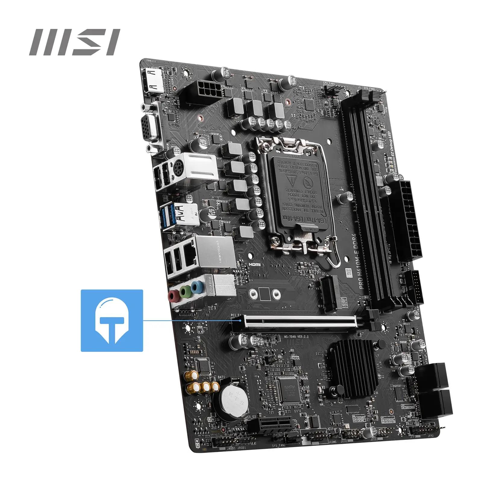 MSI PRO H610M-E DDR4 emaplaat – töökindel Micro-ATX valik – lisavaade
