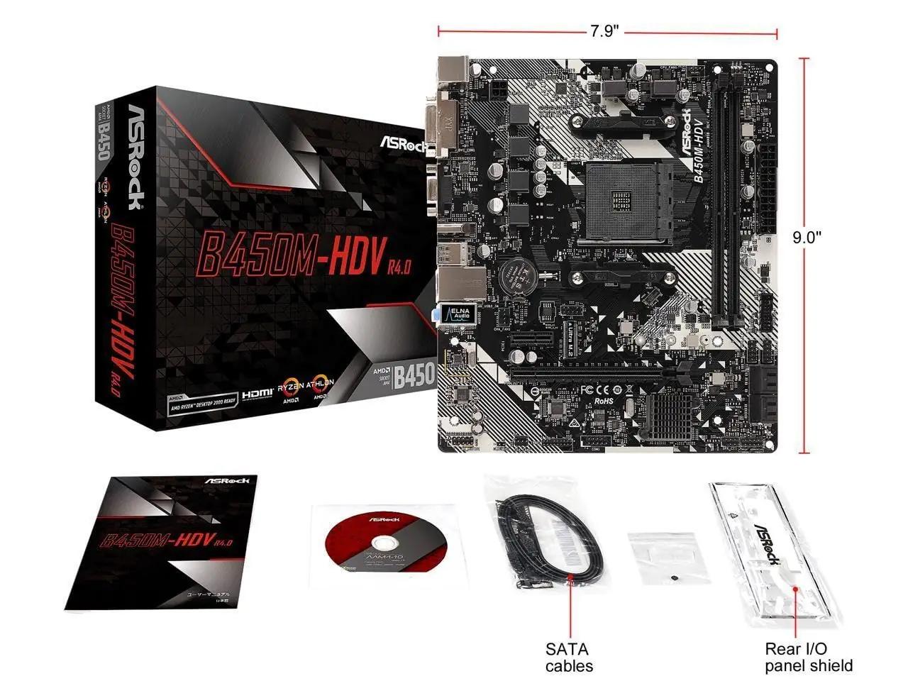 ASRock embleemiga vastupidav B450M-HDV R4.0 micro-ATX emaplaat – lisavaade