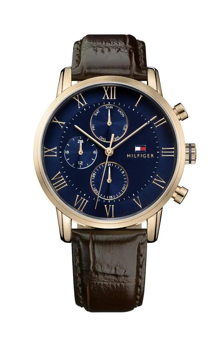 Tommy Hilfiger roosakuldne nahkrihmaga meeste käekell