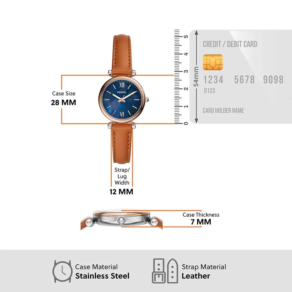 Fossil nahkrihmaga naistekäekell — elegantne Carlie Mini – lisavaade