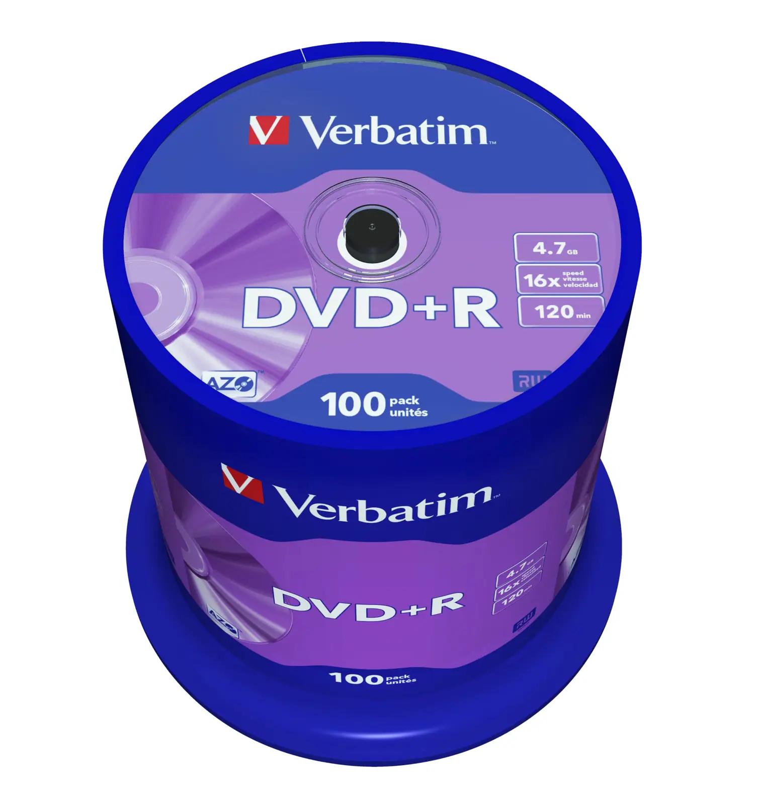 Verbatim vastupidav DVD+R 16x 4.7GB 100tk – matt hõbe
