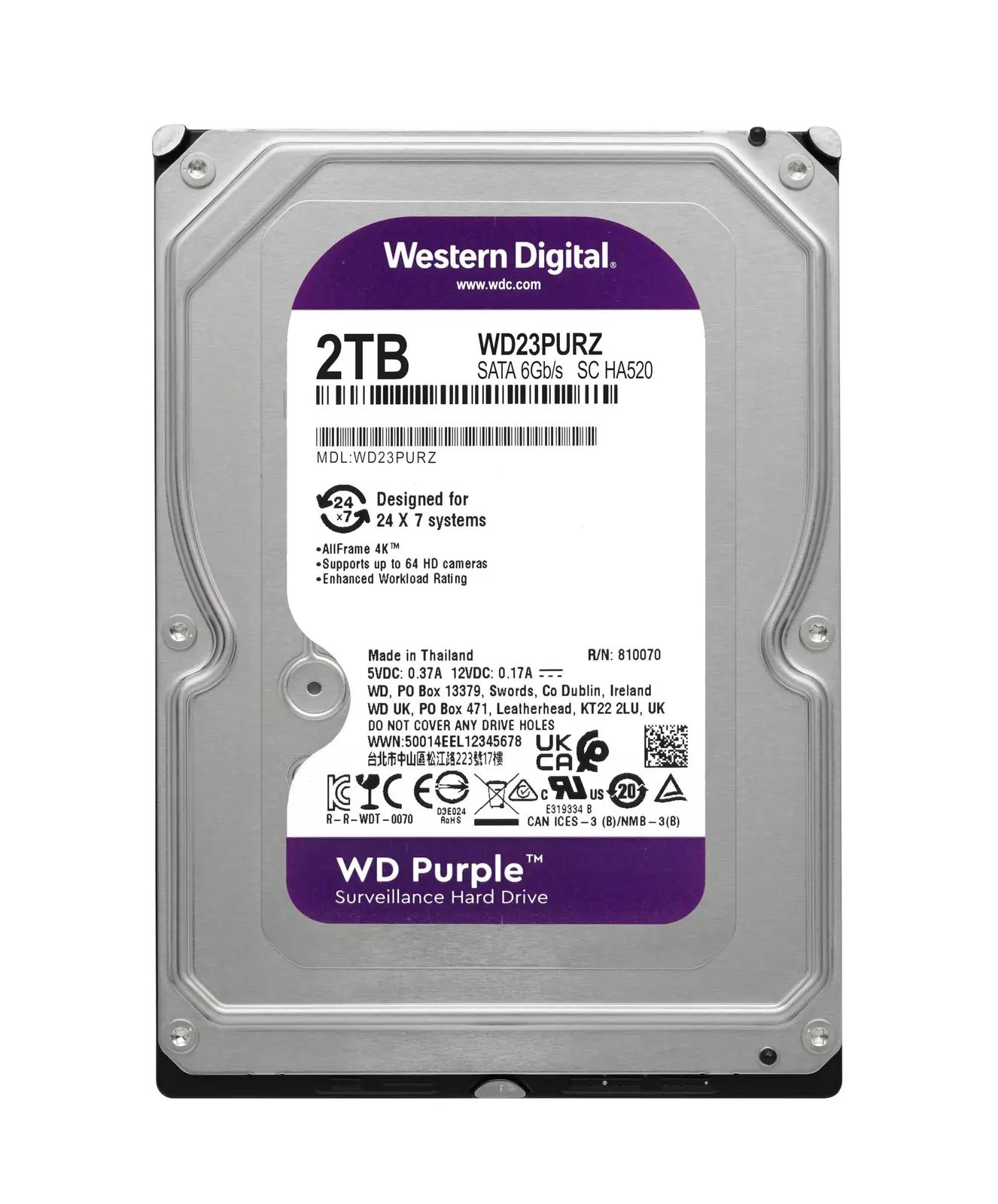 Western Digital 2TB WD Purple sisemine kõvaketas — salvestusäri – detailne vaade