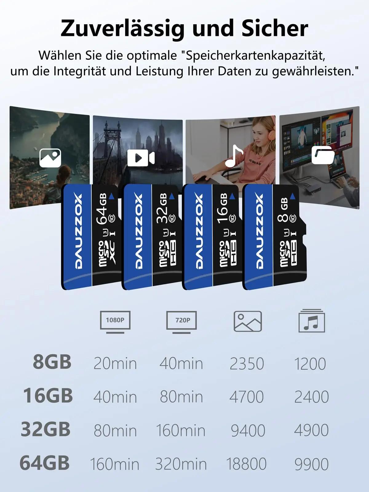 DAUZZOX 64 GB microSD-kaardid komplekt — kiire ja vastupidav – pilt 6