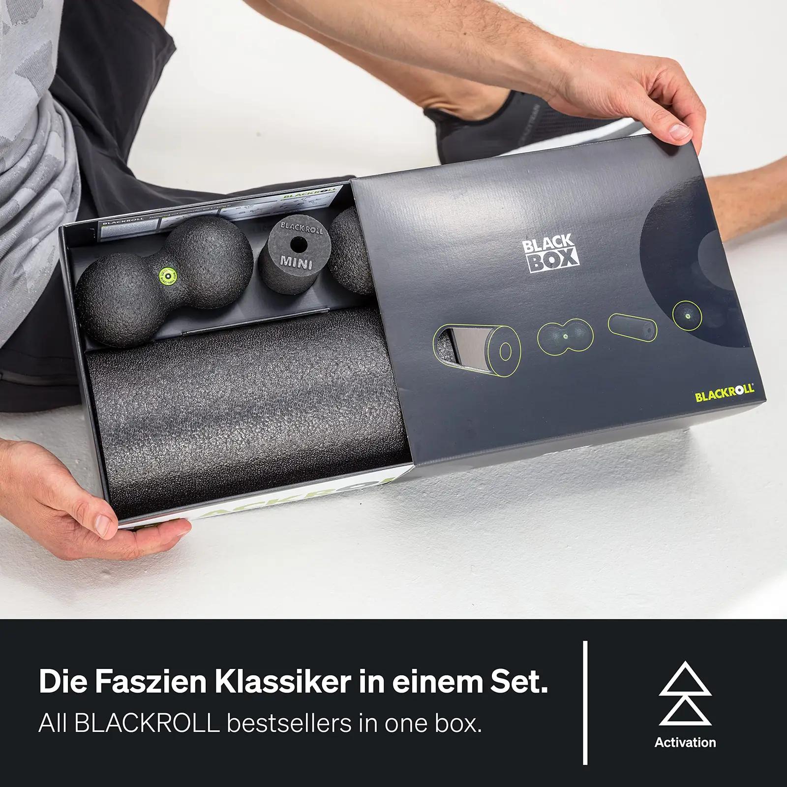 BLACKROLL must massaažikomplekt fasciatreeninguks ja kingituseks – pakend ja tarvikud