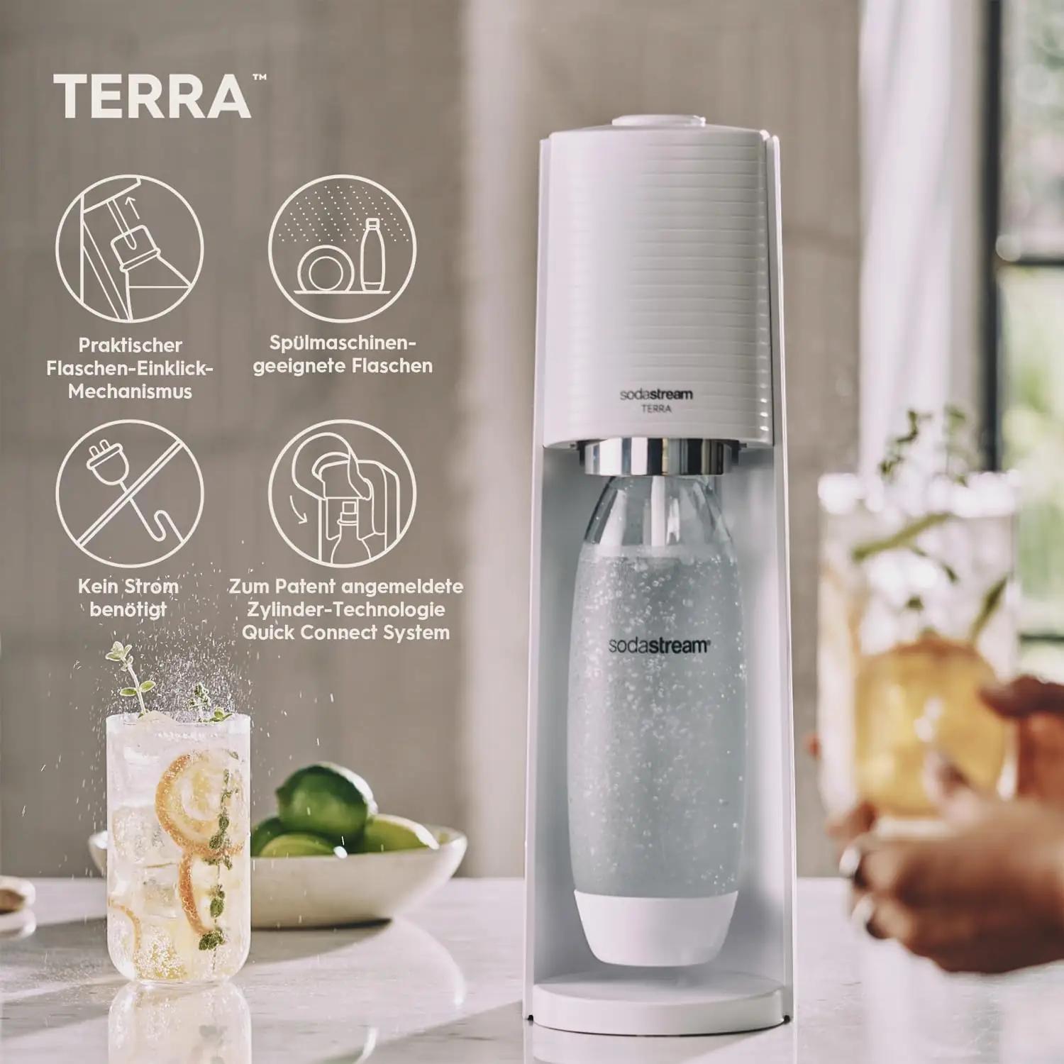 sodastream TERRA kodune mullivee valmistaja – pakend ja tarvikud