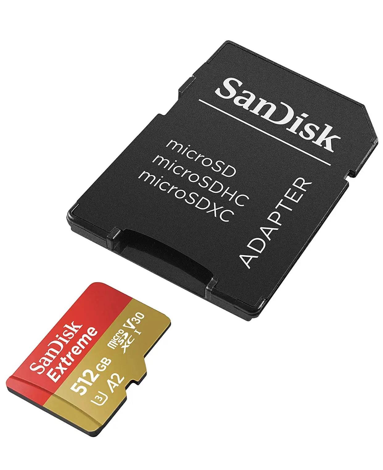 SanDisk vastupidav 512GB microSDXC mälukaart kiirusega kuni – pakend ja tarvikud