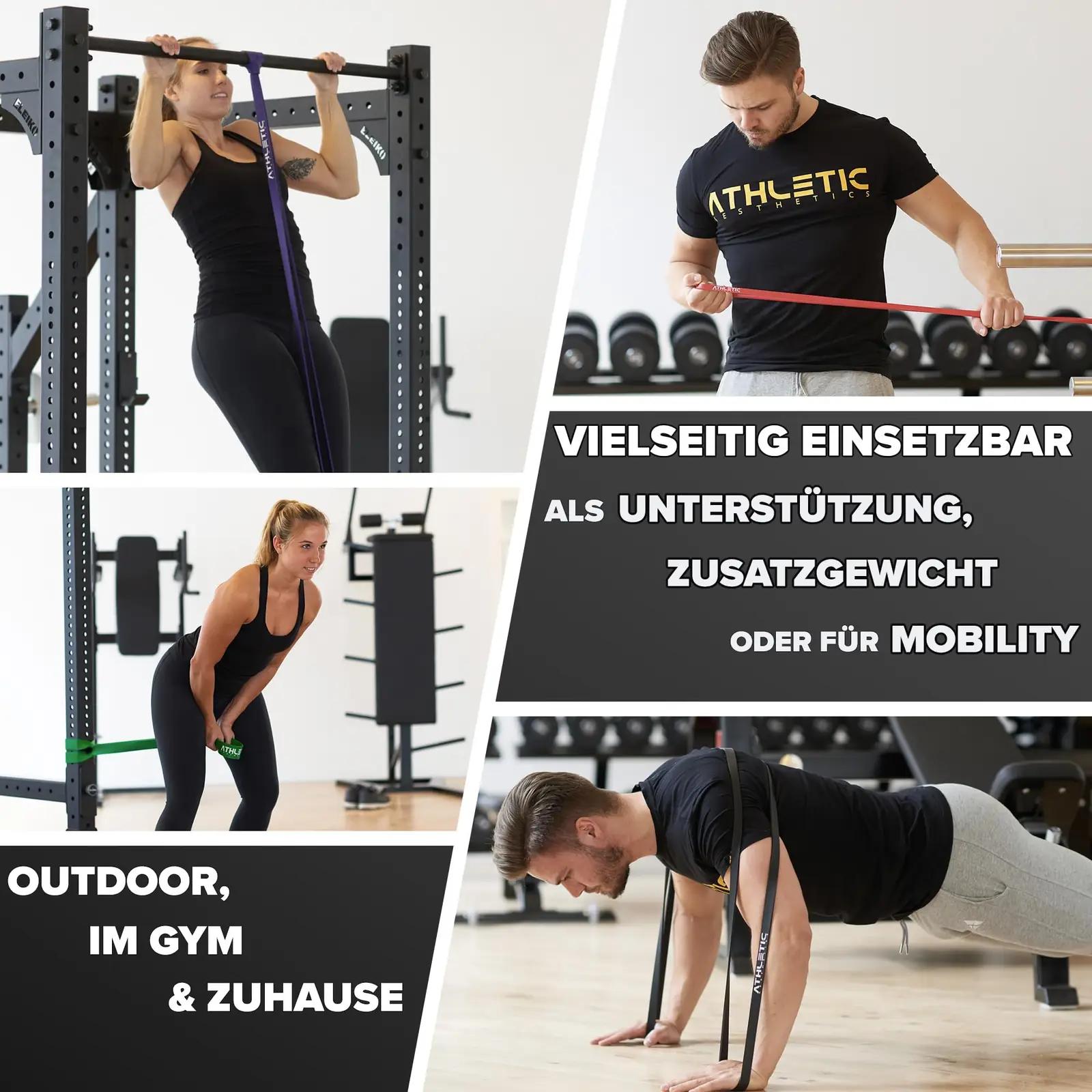 ATHLETIC AESTHETICS naturkautšukist treeningkummide komplekt – kasutusnäide