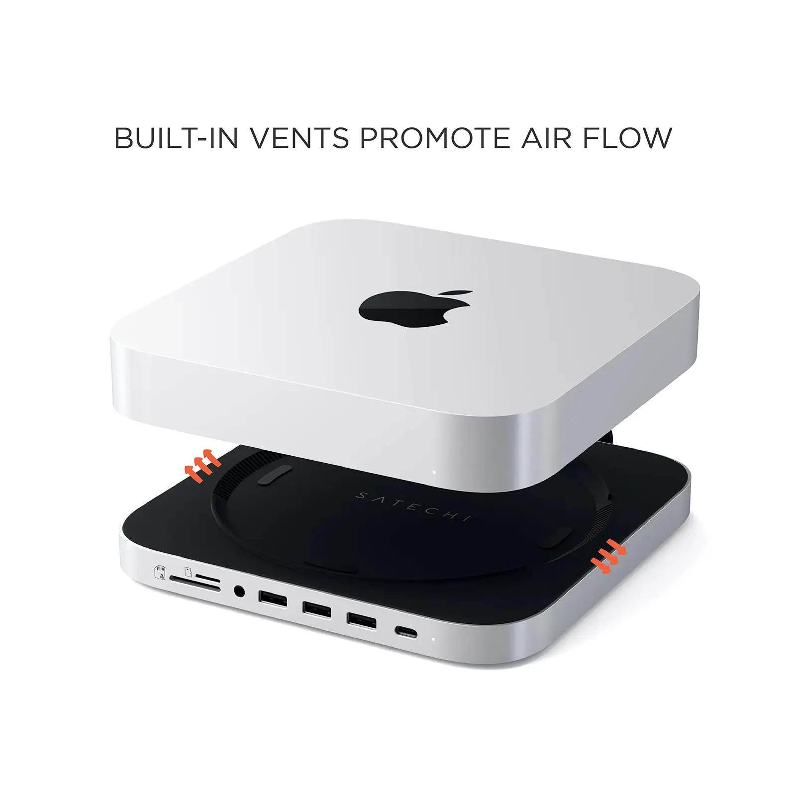 SATECHI alumiiniumist USB-C hub ja alus Mac mini jaoks – lisavaade
