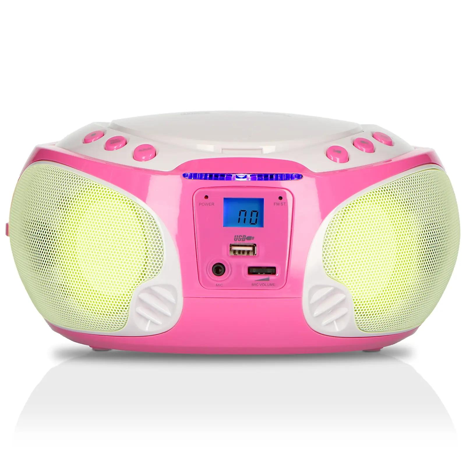 Lenco roosa lastele sobiv CD-boombox mikrofoniga – kasutusnäide