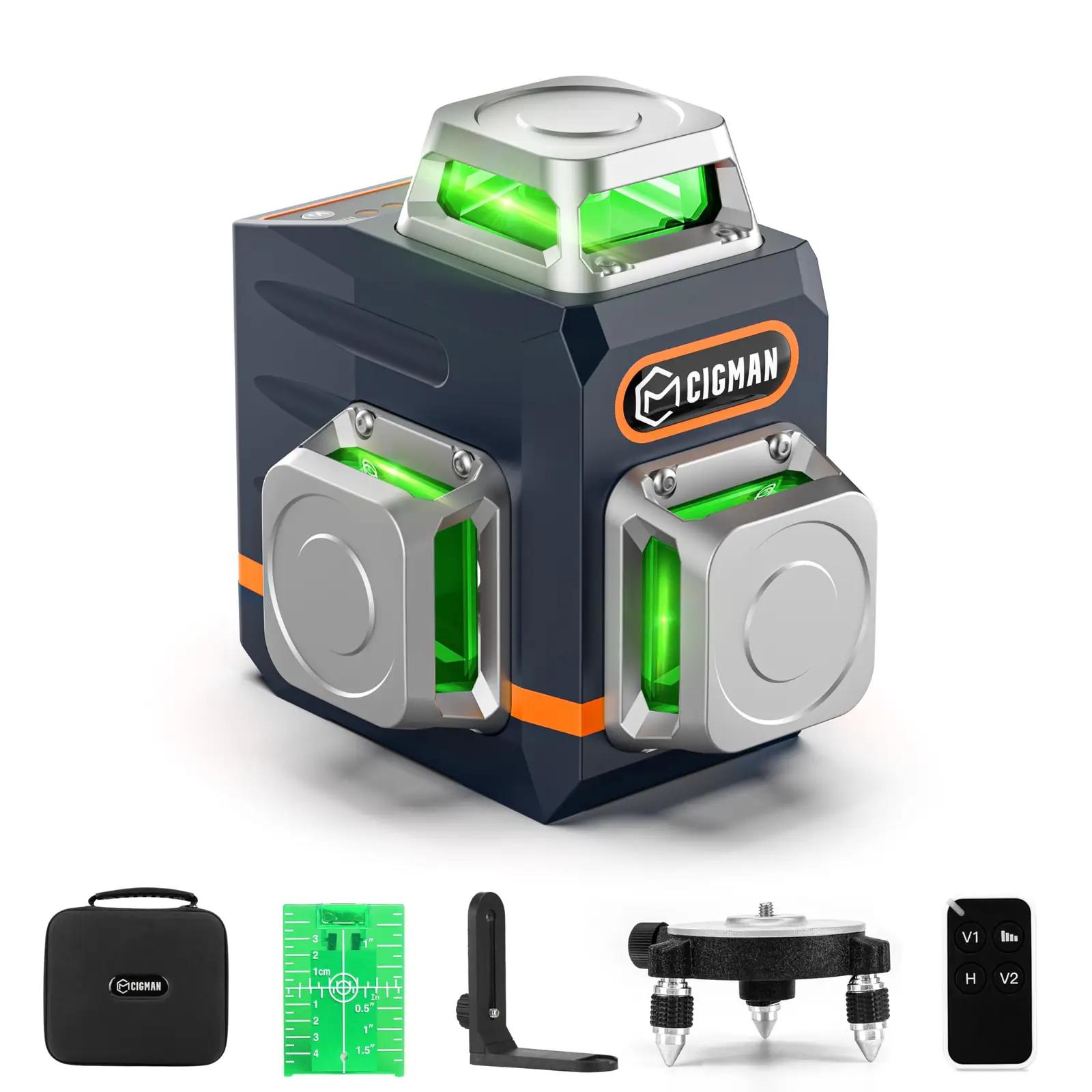 CIGMAN ripats charm: tugev 3×360° roheline laser mõõtmiseks