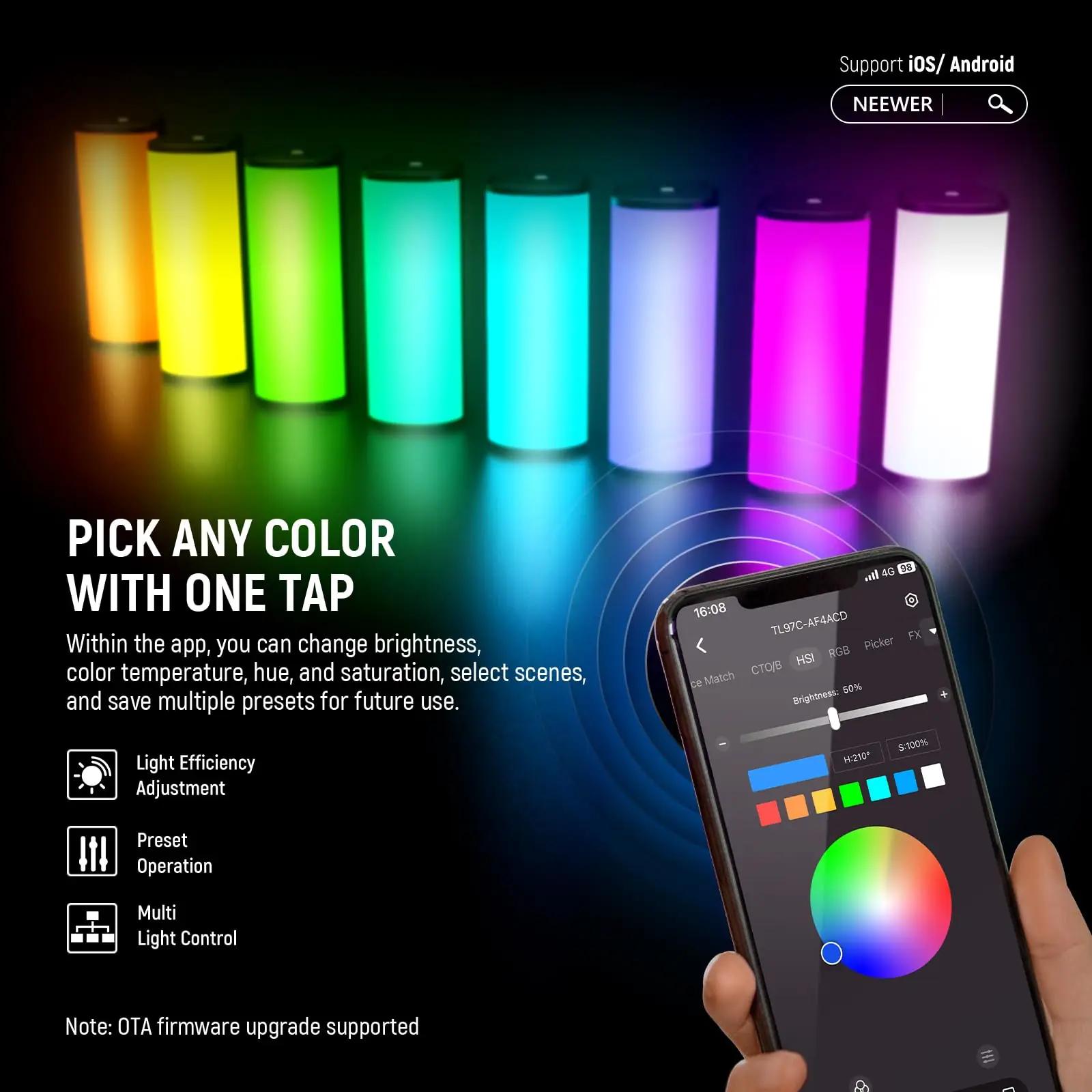 NEEWER LED-ripatsvalgus TL97C — kompaktne RGB ja reguleeritav – lisavaade