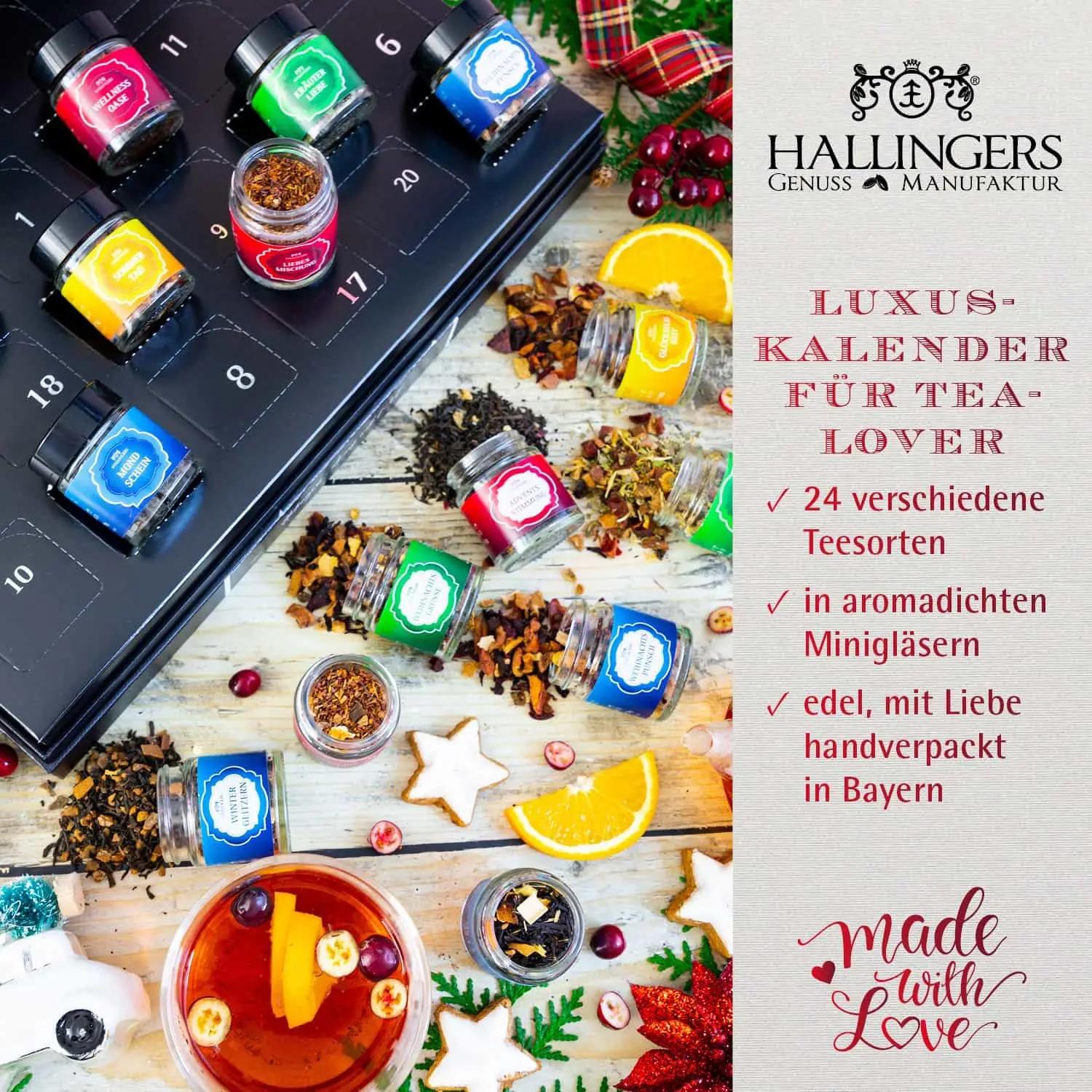 Hallingers Genuss Manufaktur teekalender klaasist — ideaalne – pakend ja tarvikud