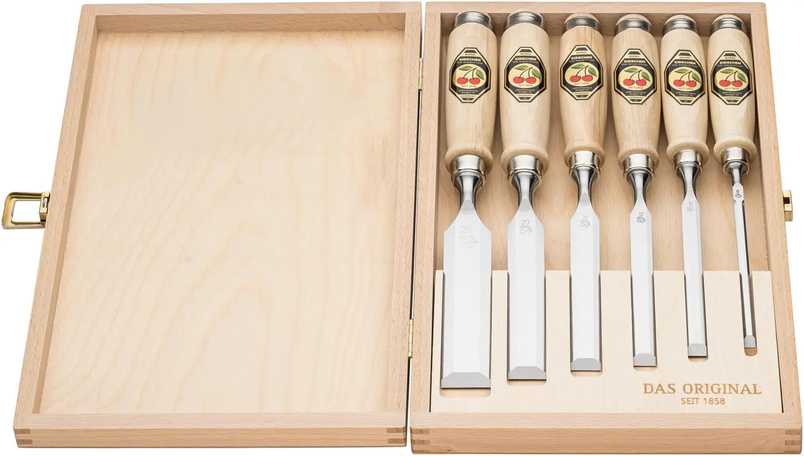 KIRSCHEN puidutöötlemise meistrikomplekt – 6 teraga stechbeitel – detailne vaade