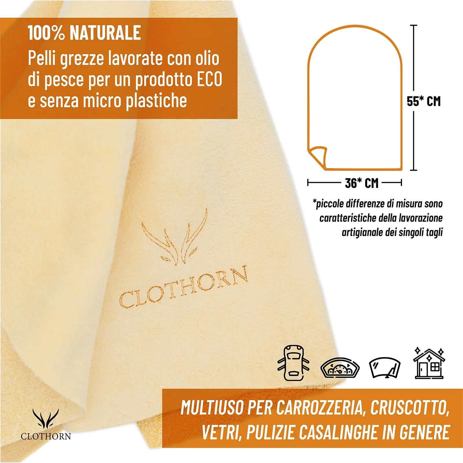 Clothorn Itaaliast pärit naturaalne nahk-kuivatustort 55×36 cm – pakend ja tarvikud