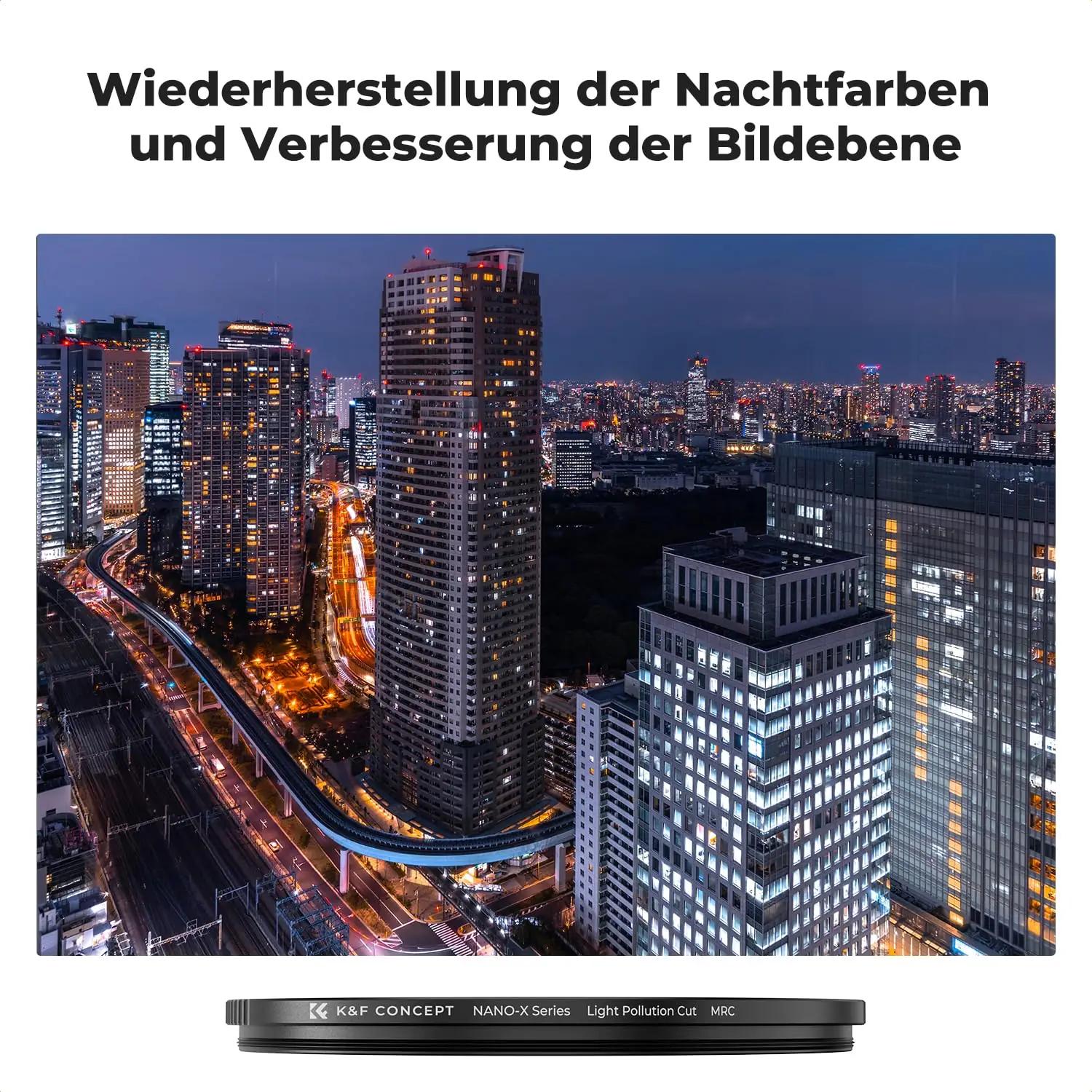 K&F CONCEPT naturaalse ööfiltri 67mm – selgem astrofoto – pakend ja tarvikud