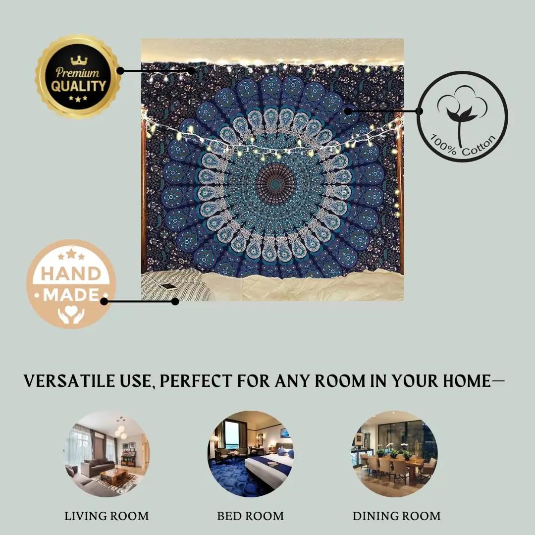 Bless International puuvillane Mandala-seinavaip – boho dekor – pilt 6