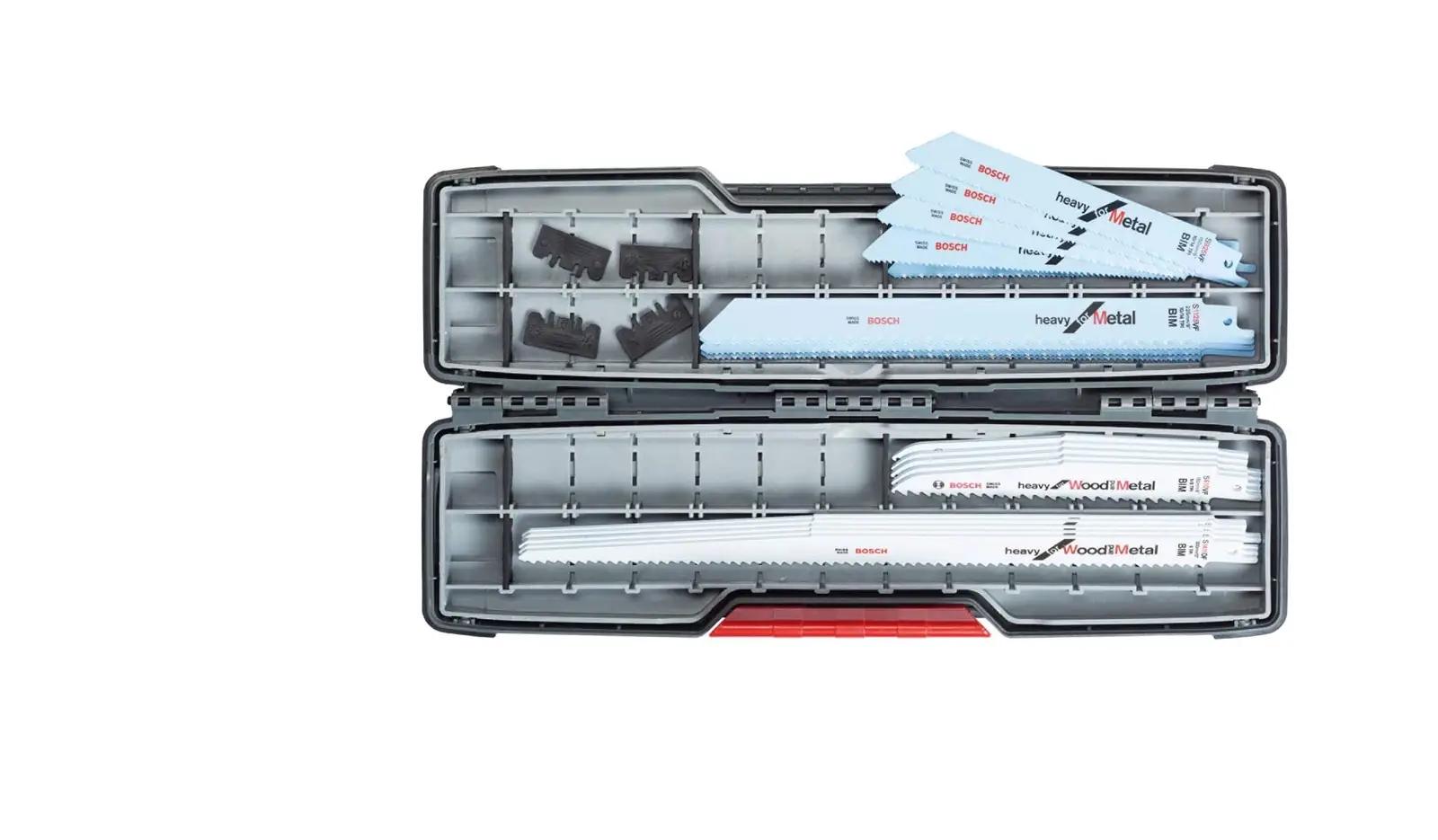Bosch Professional tugev 16-osaline saag terade komplekt tööks – pakend ja tarvikud