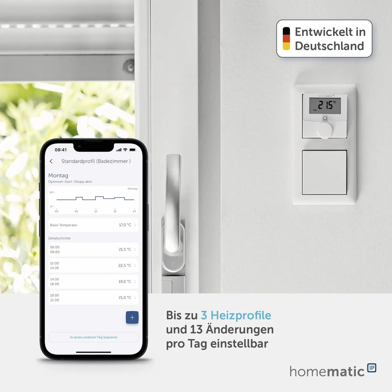 Homematic IP bimetall termostaat seinakinnitusega – energiasääst – pakend ja tarvikud
