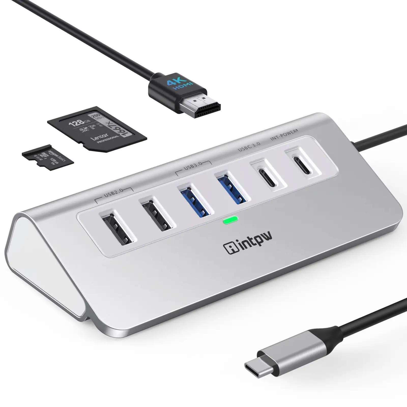 intpw alumiiniumist 9-in-1 USB-C ja HDMI jaam tööks ja