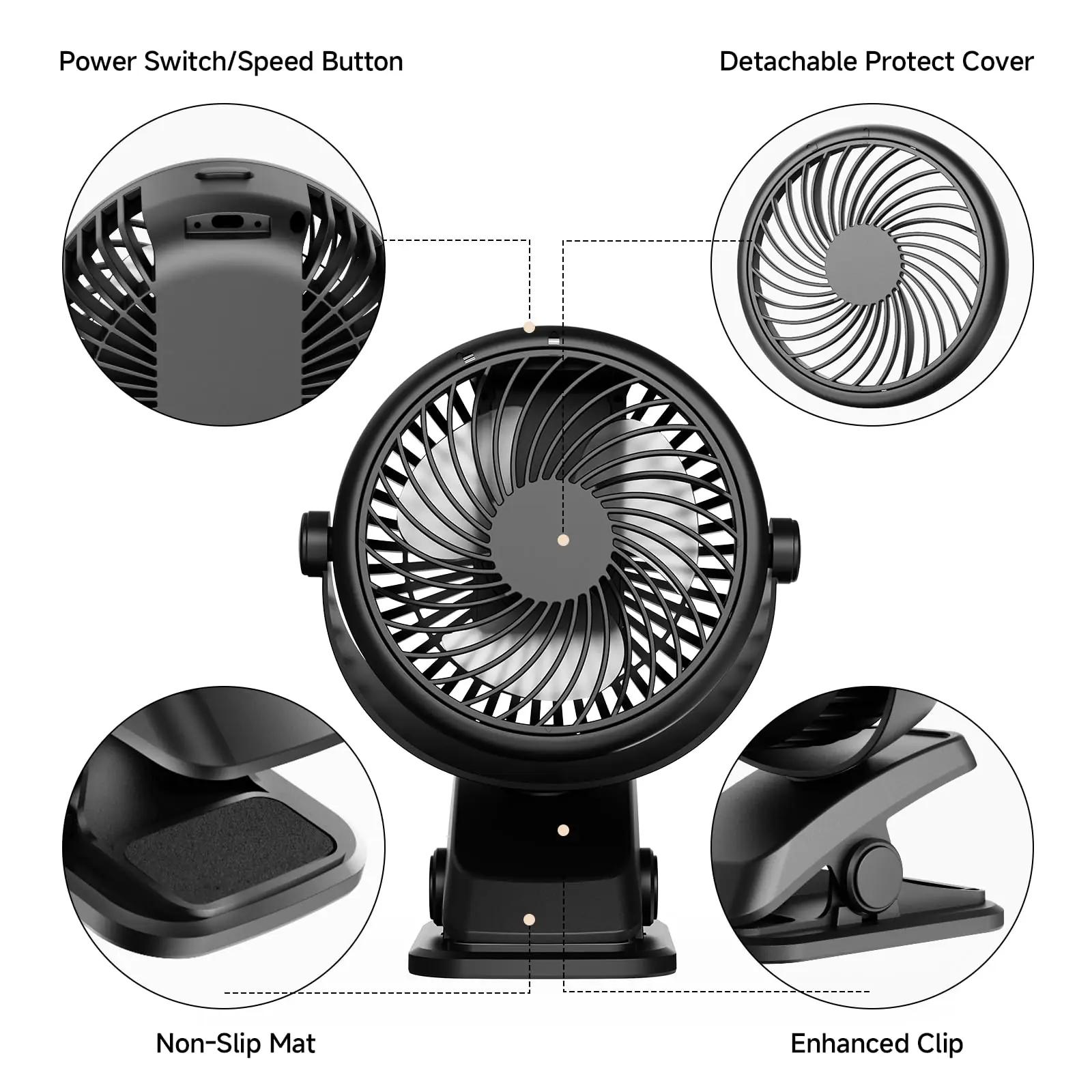 QHUI kompaktne laualiitena ventilaator — aku ja USB-ühendus – pilt 6