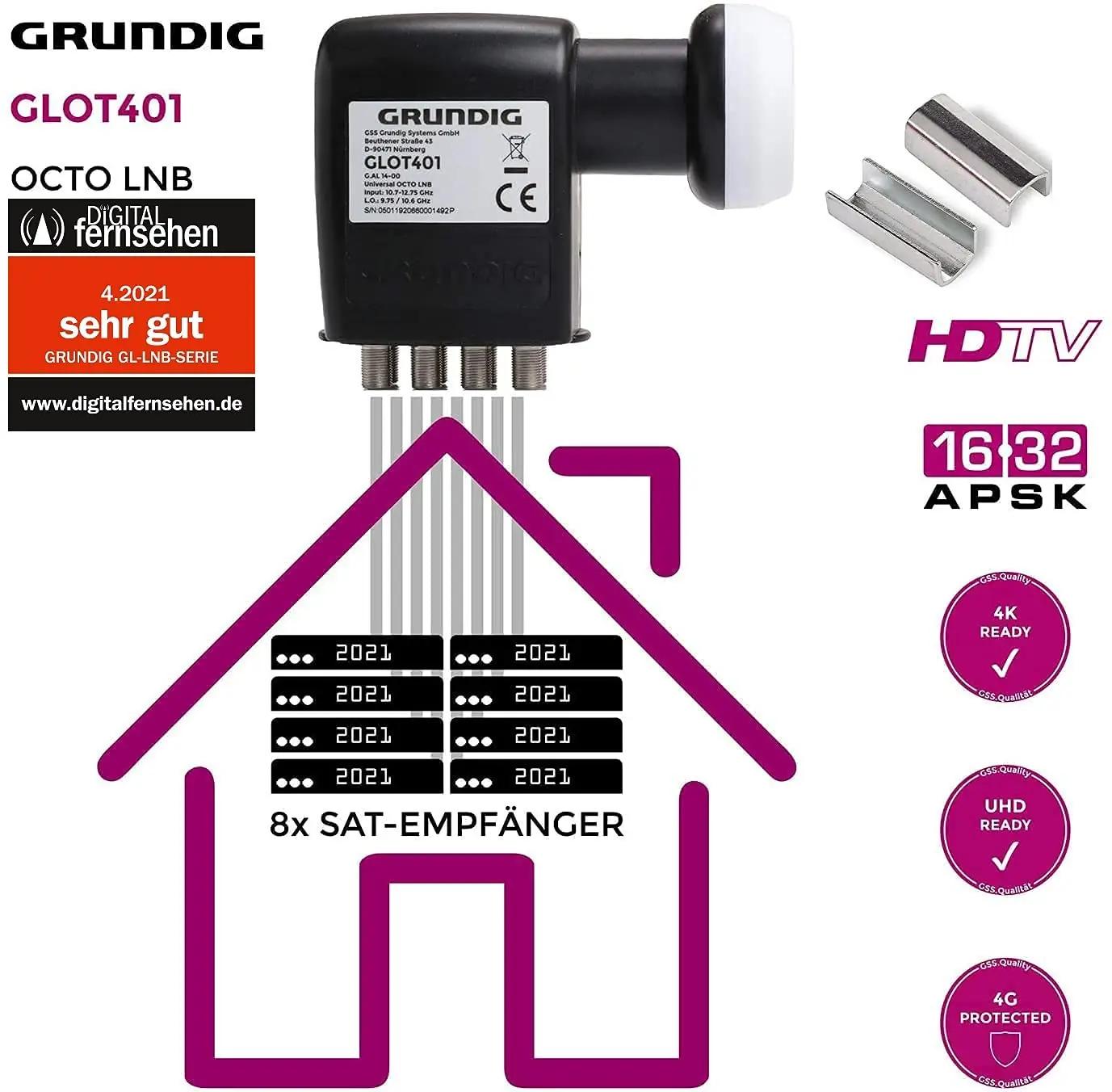 GSS must Octo LNB 8-le kasutajale – ilmastikukindel ja 4K-ready – pakend ja tarvikud