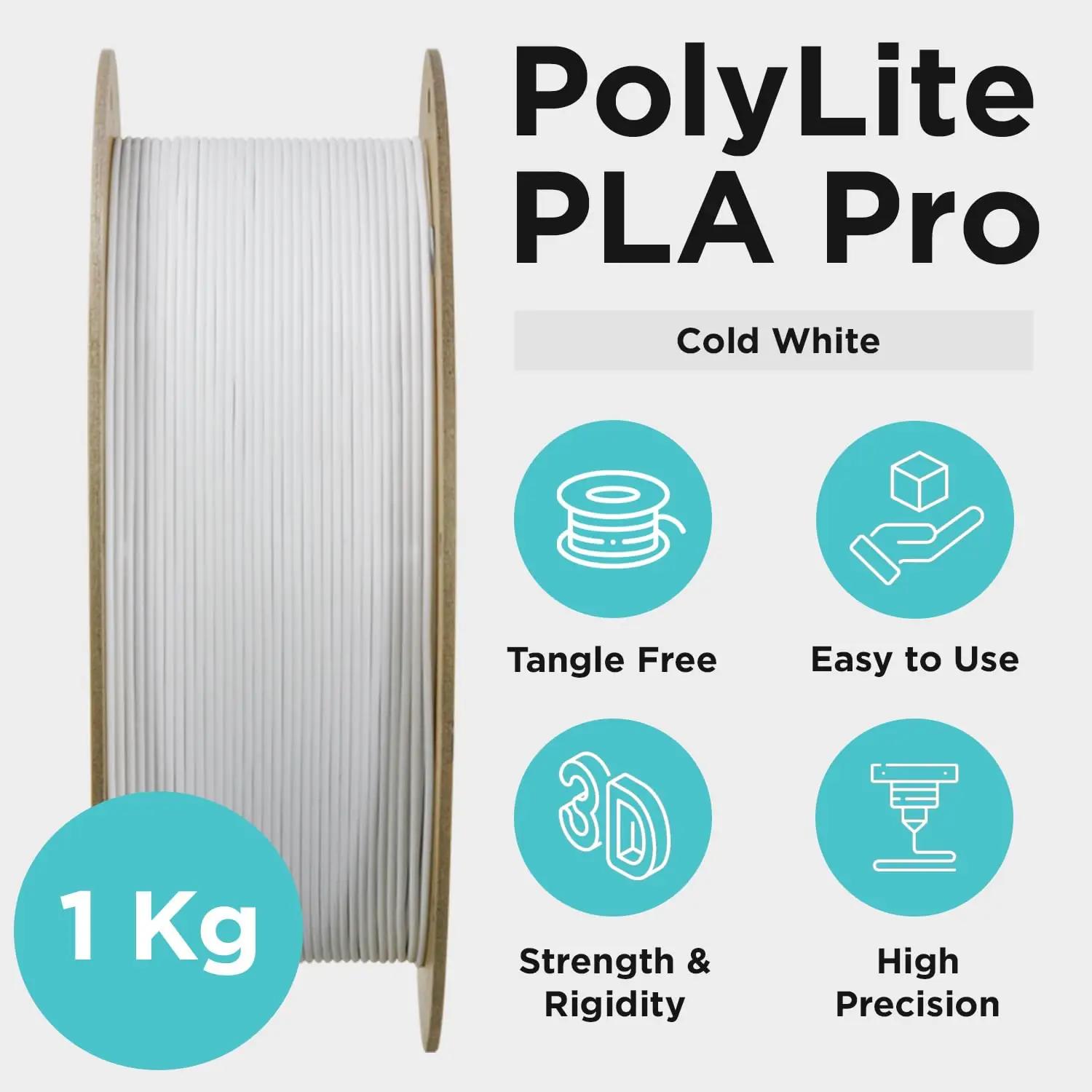 Polymaker PLA PRO valge filamendi 1.75mm – tugev ja sile print – lisavaade
