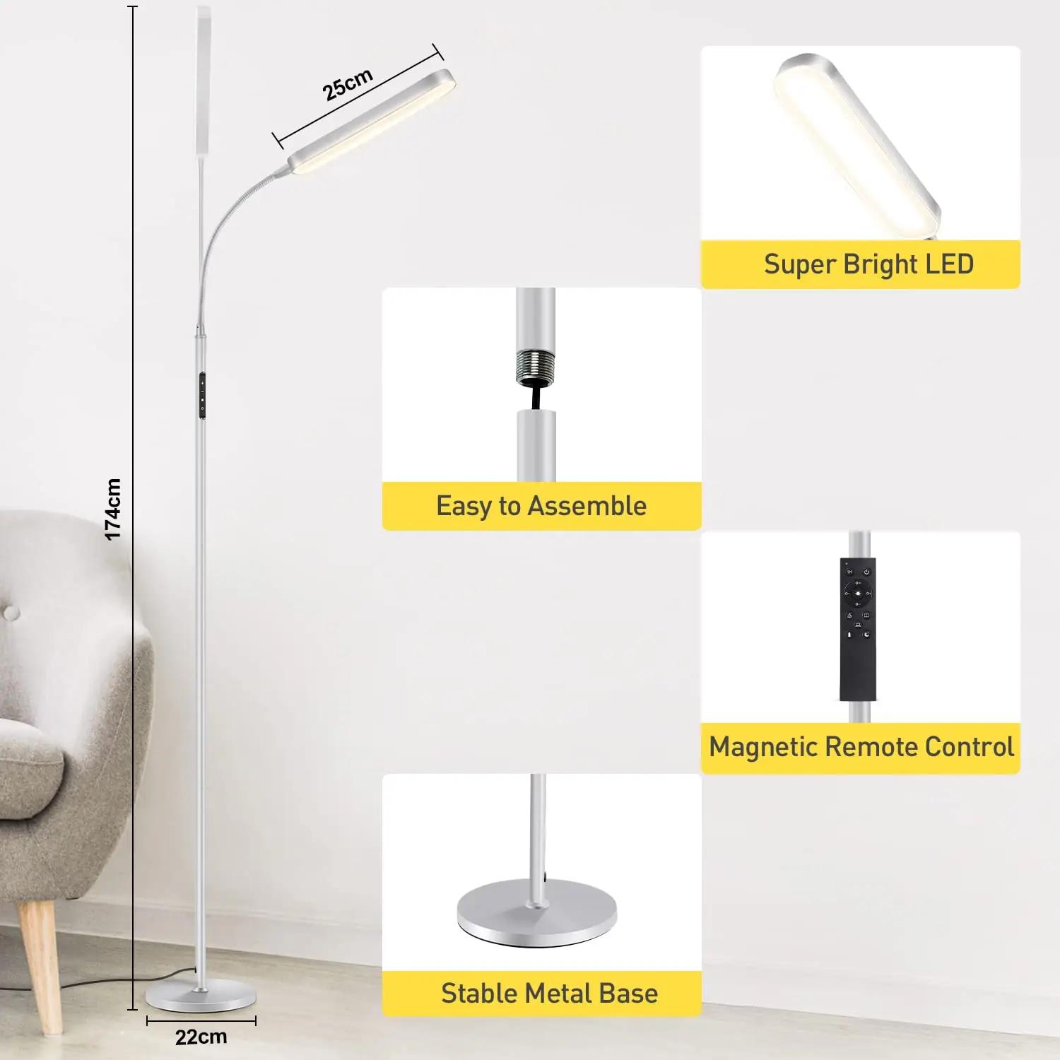 OUTON modernne LED põrandalamp – reguleeritav valgus ja loejuht – lisavaade
