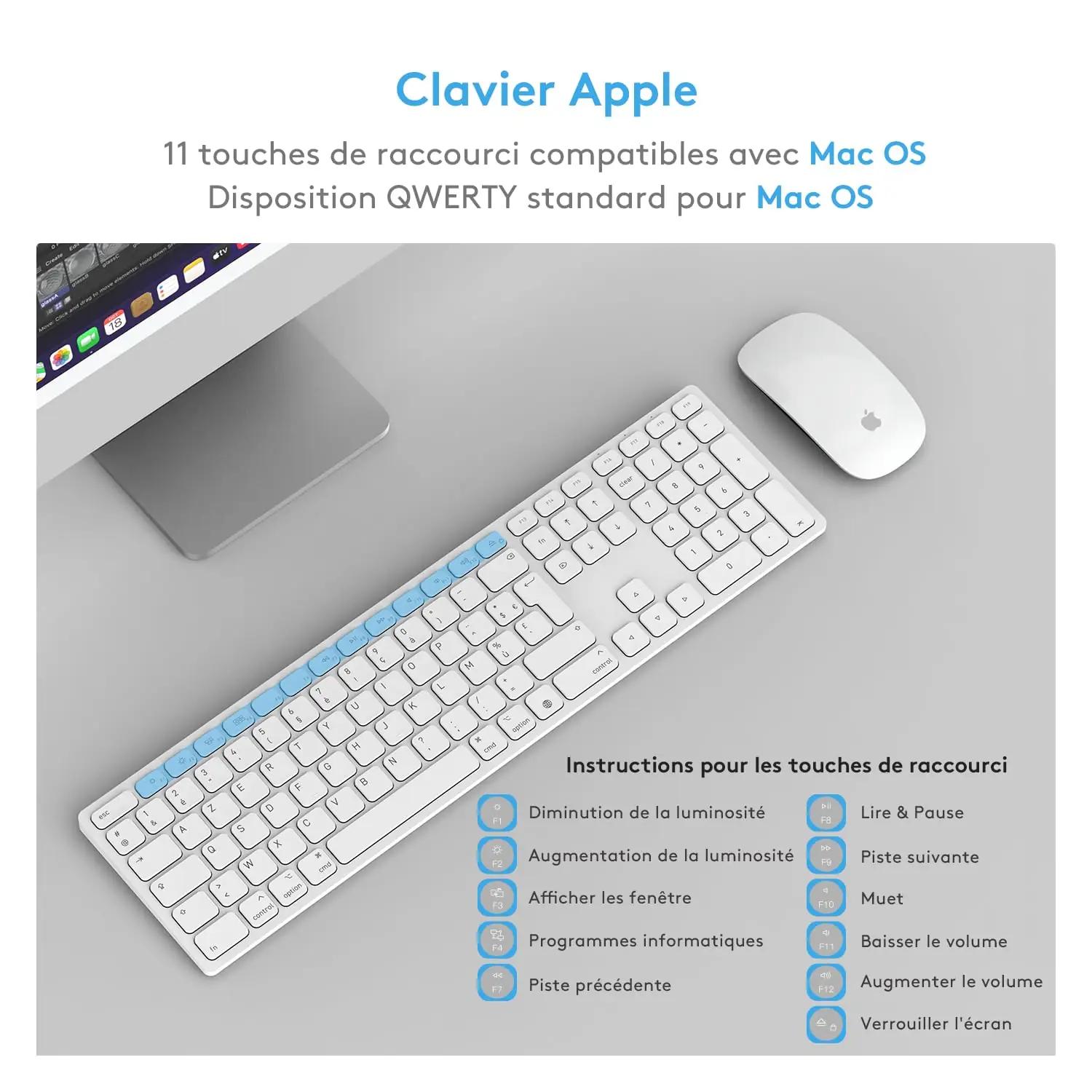 Yivandi valge Mac-ühilduv AZERTY klaviatuur – mugav äritegevuseks – pilt 6