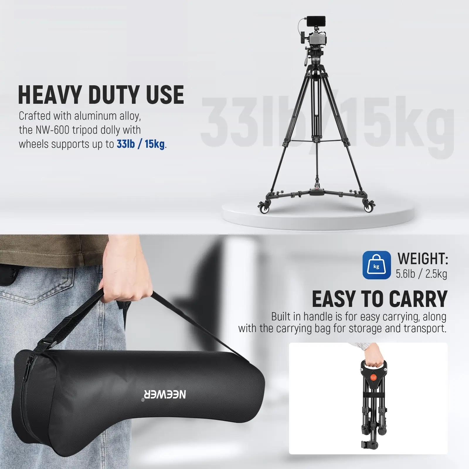 NEEWER tugev metallist statiivirattad – kaasaskantav Dolly NW-600 – pilt 6