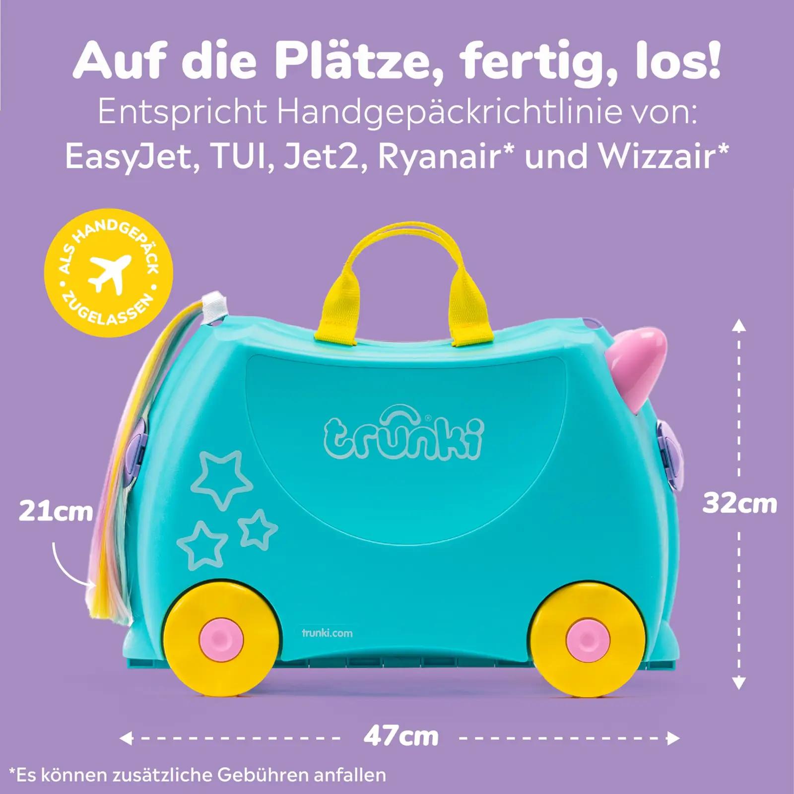 TRUNKI roosa kare lasteistmega reisikohver — istumiseks ja – detailne vaade
