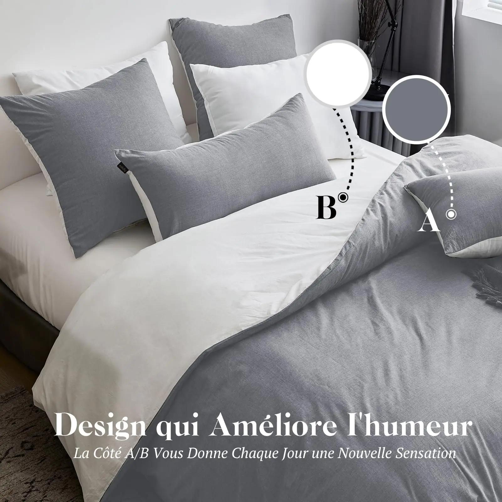 SOULFUL puuvillane voodipesu 140×200 tumedashall komplekt – detailne vaade