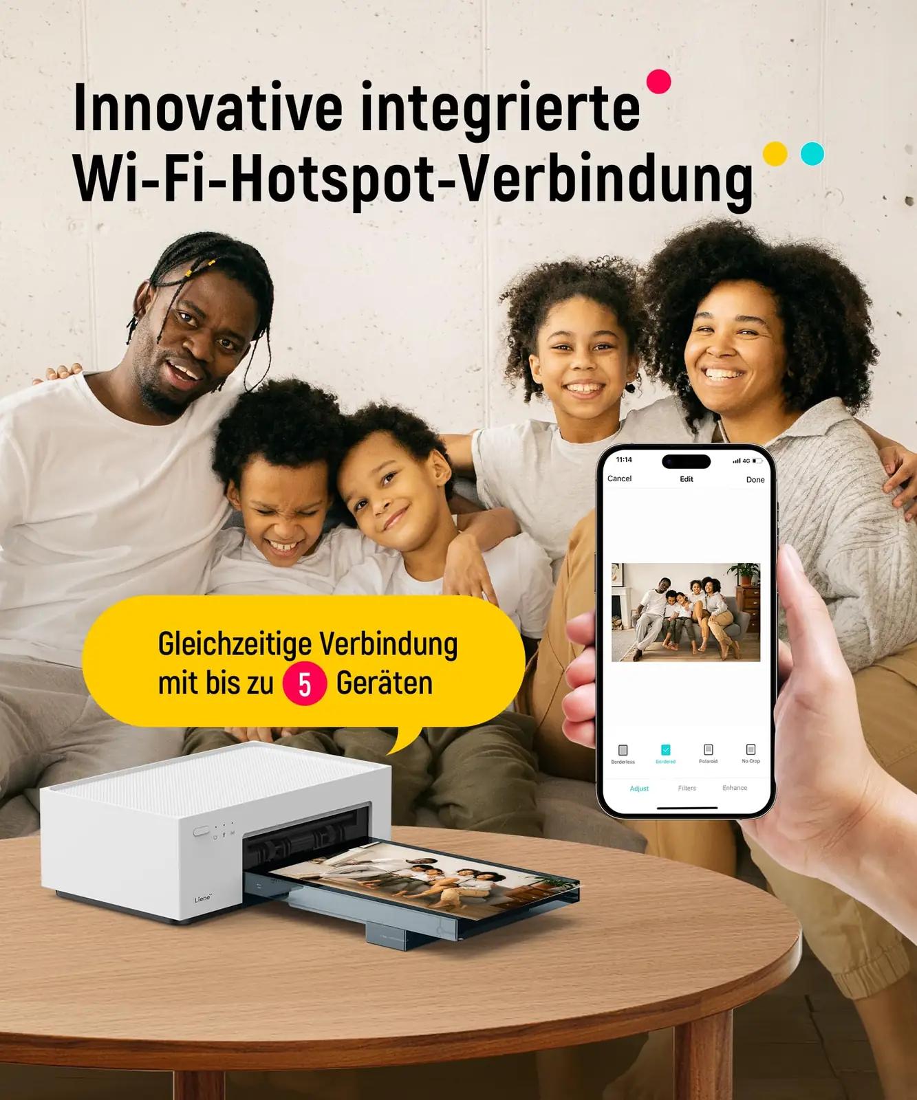 Liene väike fotoprinter 10×15 cm koos paberikomplektiga — – pakend ja tarvikud