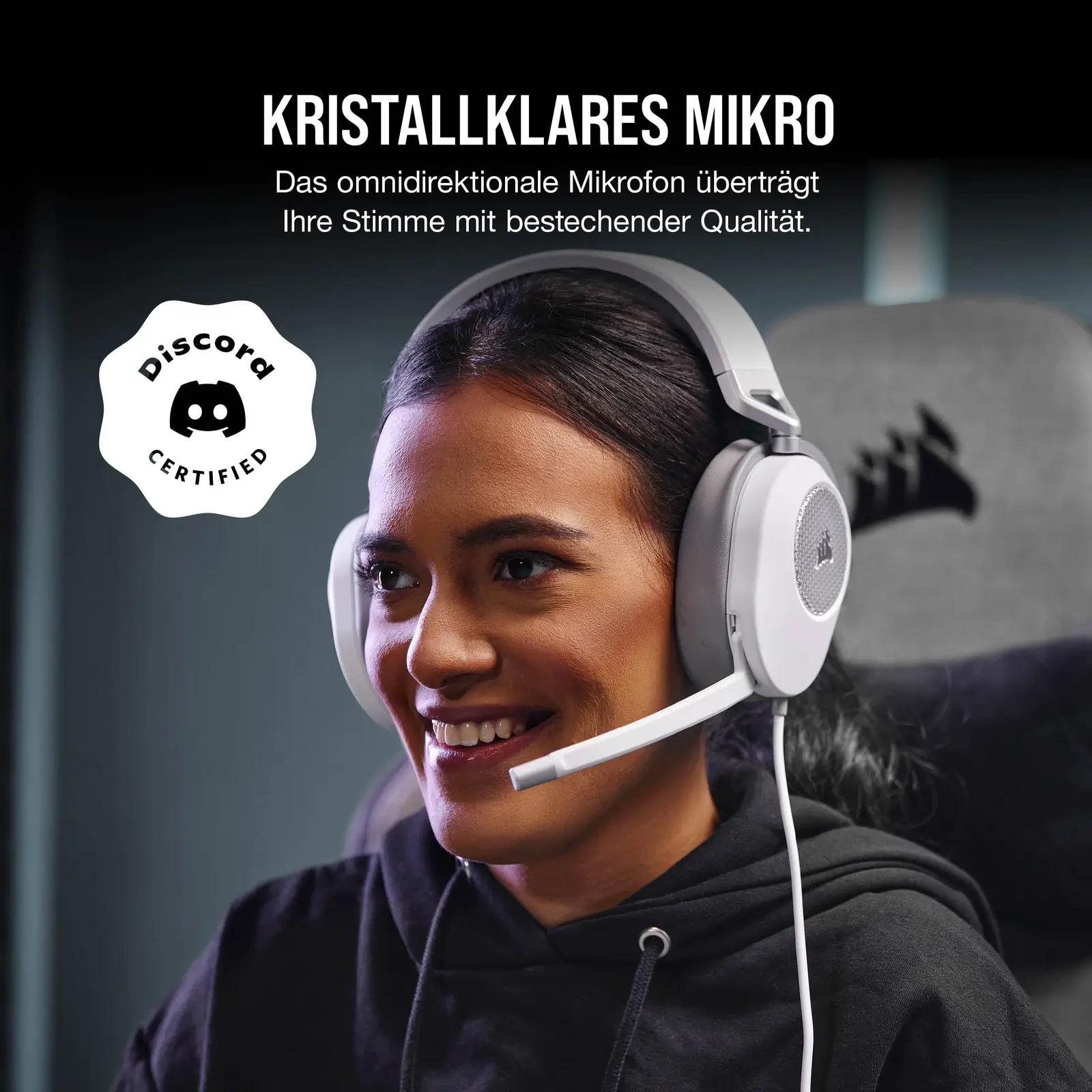 Corsair mugav valge mängukõrvaklappide komplekt – pehme polster – pakend ja tarvikud