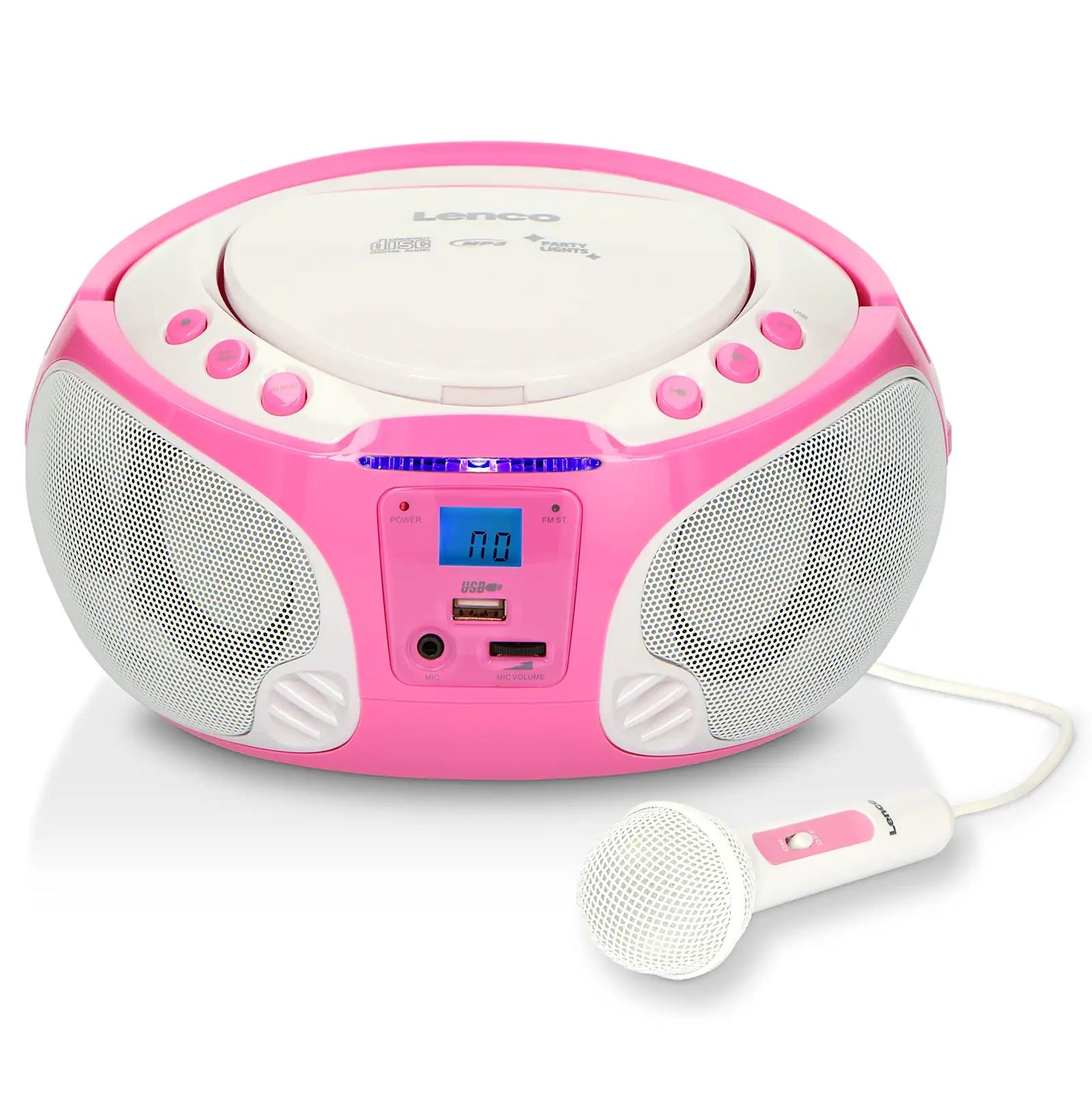 Lenco roosa lastele sobiv CD-boombox mikrofoniga – pilt 8